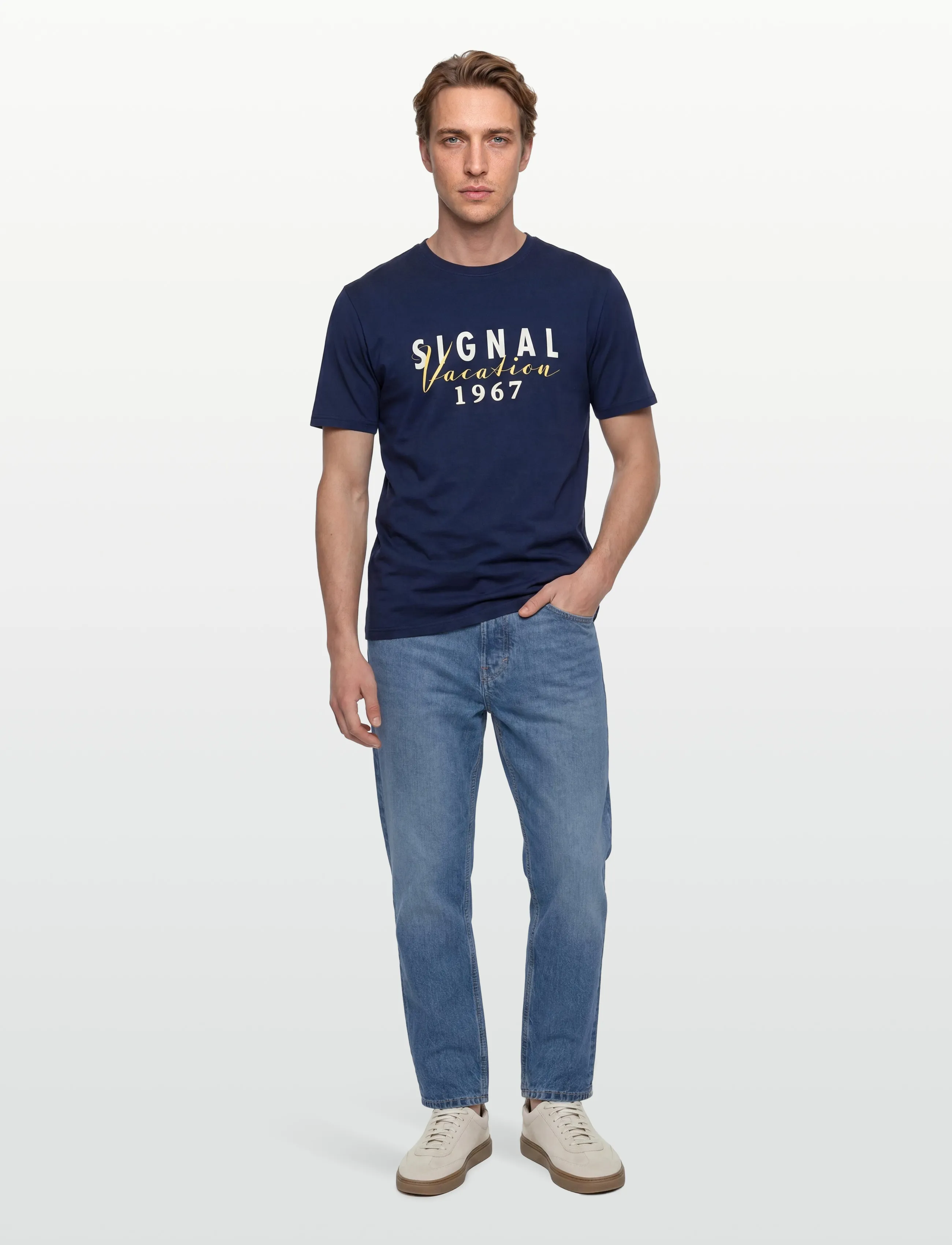 SIGNAL FinnSi Front Print Tee + - T-Shirts - BLUE CAPTAIN / navy