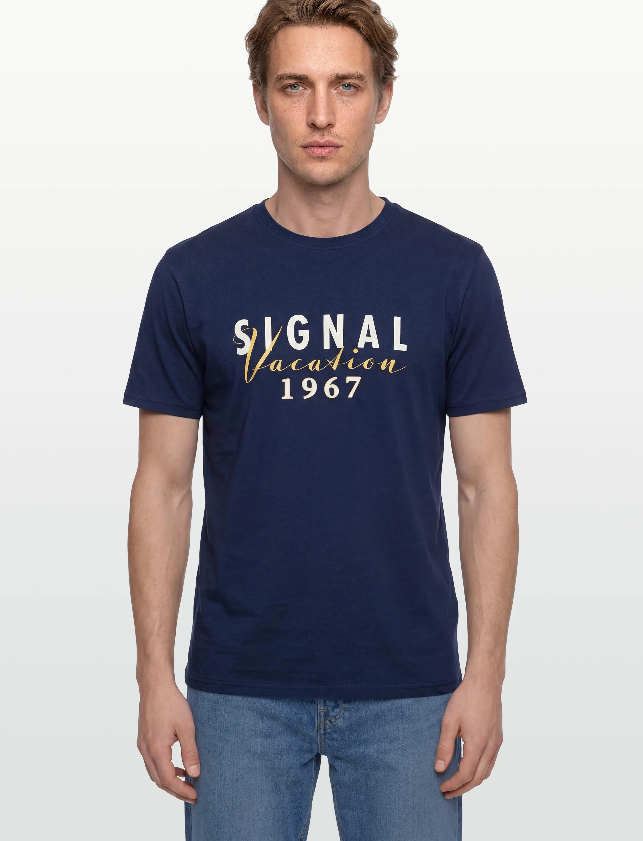 SIGNAL - FinnSi Front Print Tee + - alhaisimmat hinnat - blue captain - 3