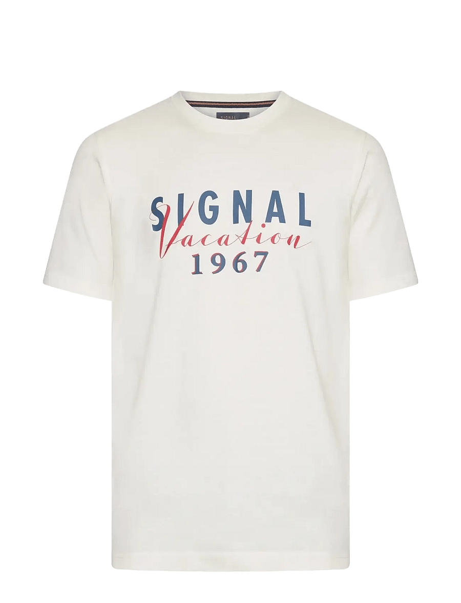 SIGNAL - FinnSi Front Print Tee + - kurzärmelig - ecru vapor - 1