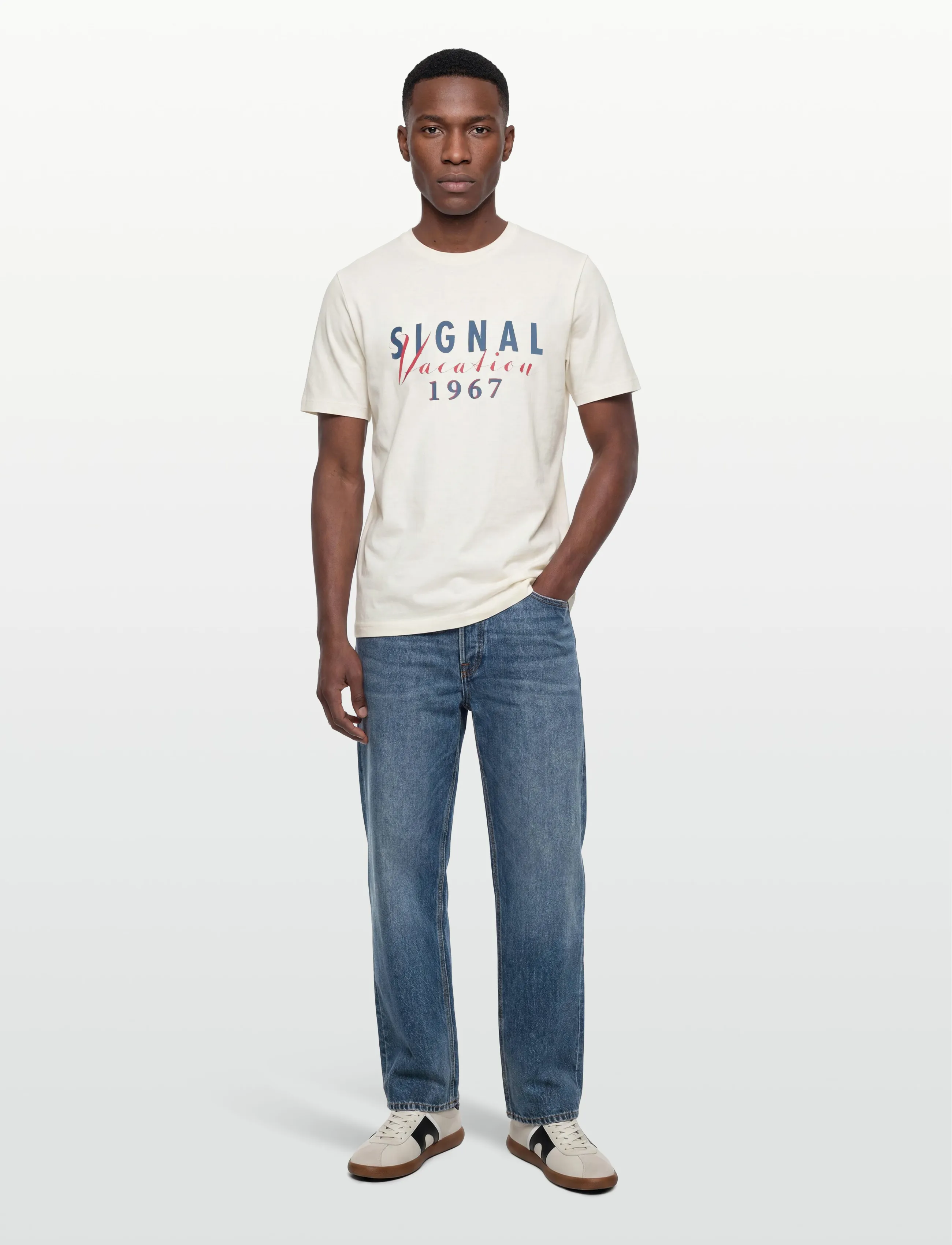 SIGNAL FinnSi Front Print Tee + - T-särgid - ECRU VAPOR / cream