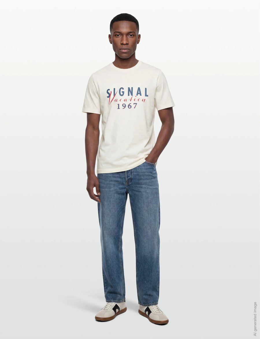 SIGNAL - FinnSi Front Print Tee + - kurzärmelig - ecru vapor - 0