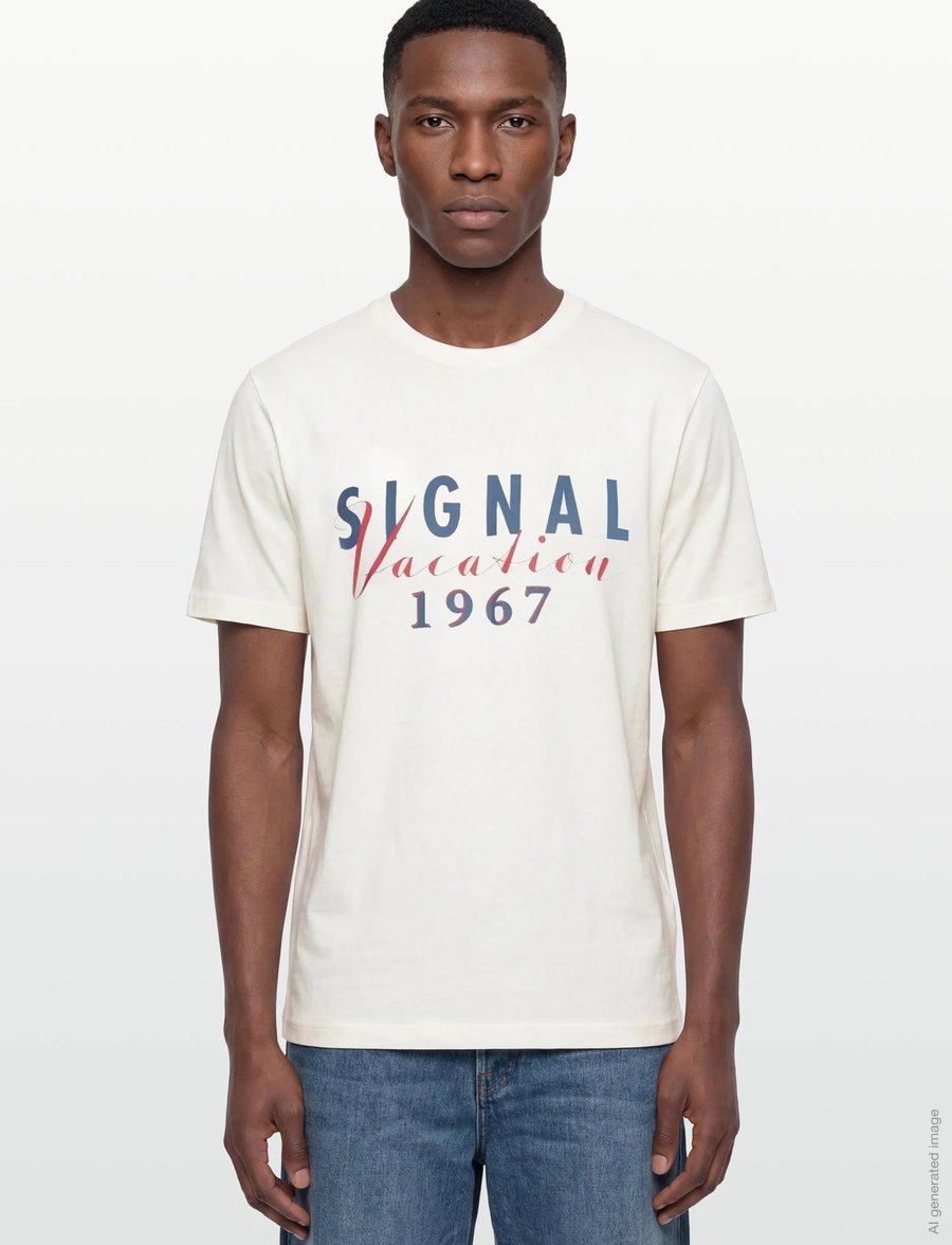SIGNAL - FinnSi Front Print Tee + - kurzärmelig - ecru vapor - 3