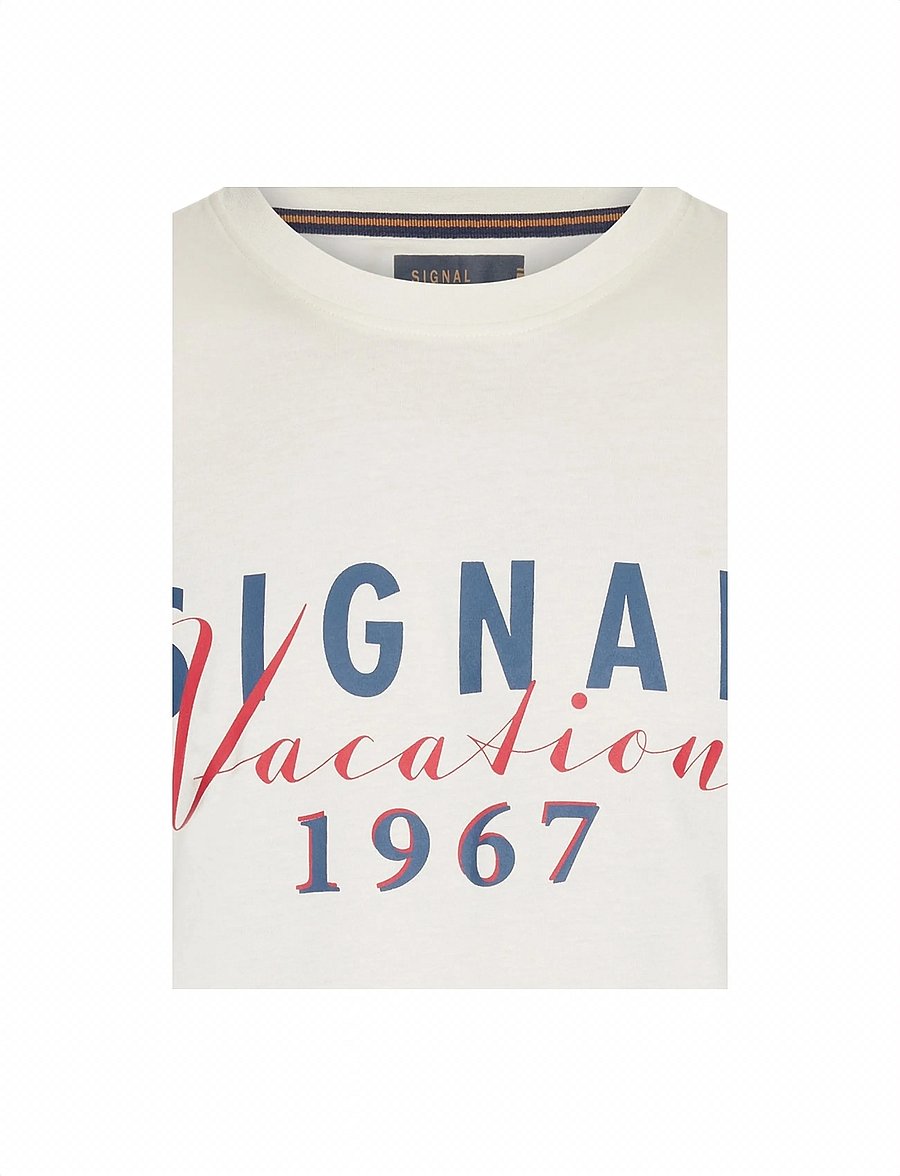 SIGNAL - FinnSi Front Print Tee + - kurzärmelig - ecru vapor - 5
