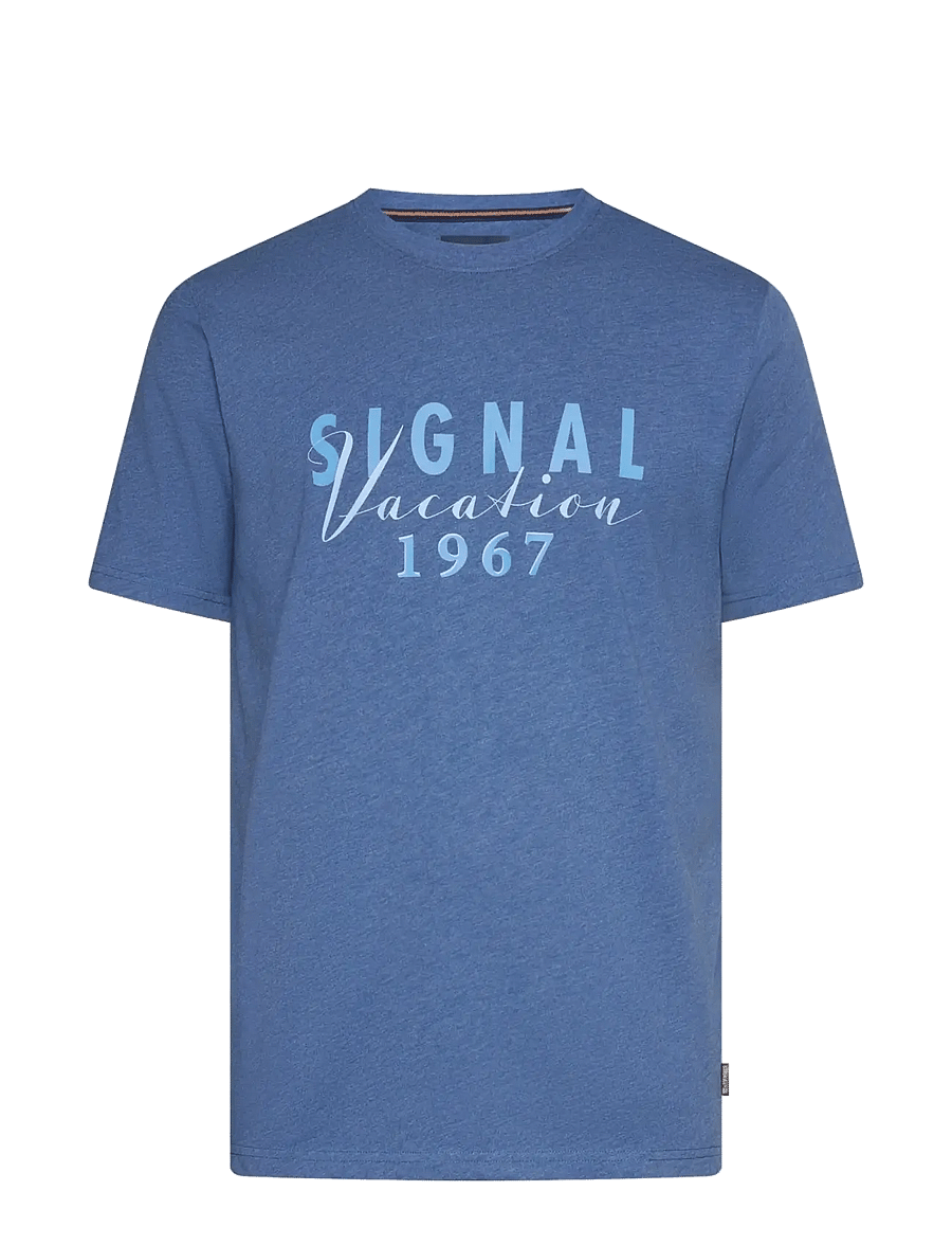 SIGNAL - FinnSi Front Print Tee + - kurzärmelig - true blue melange - 1
