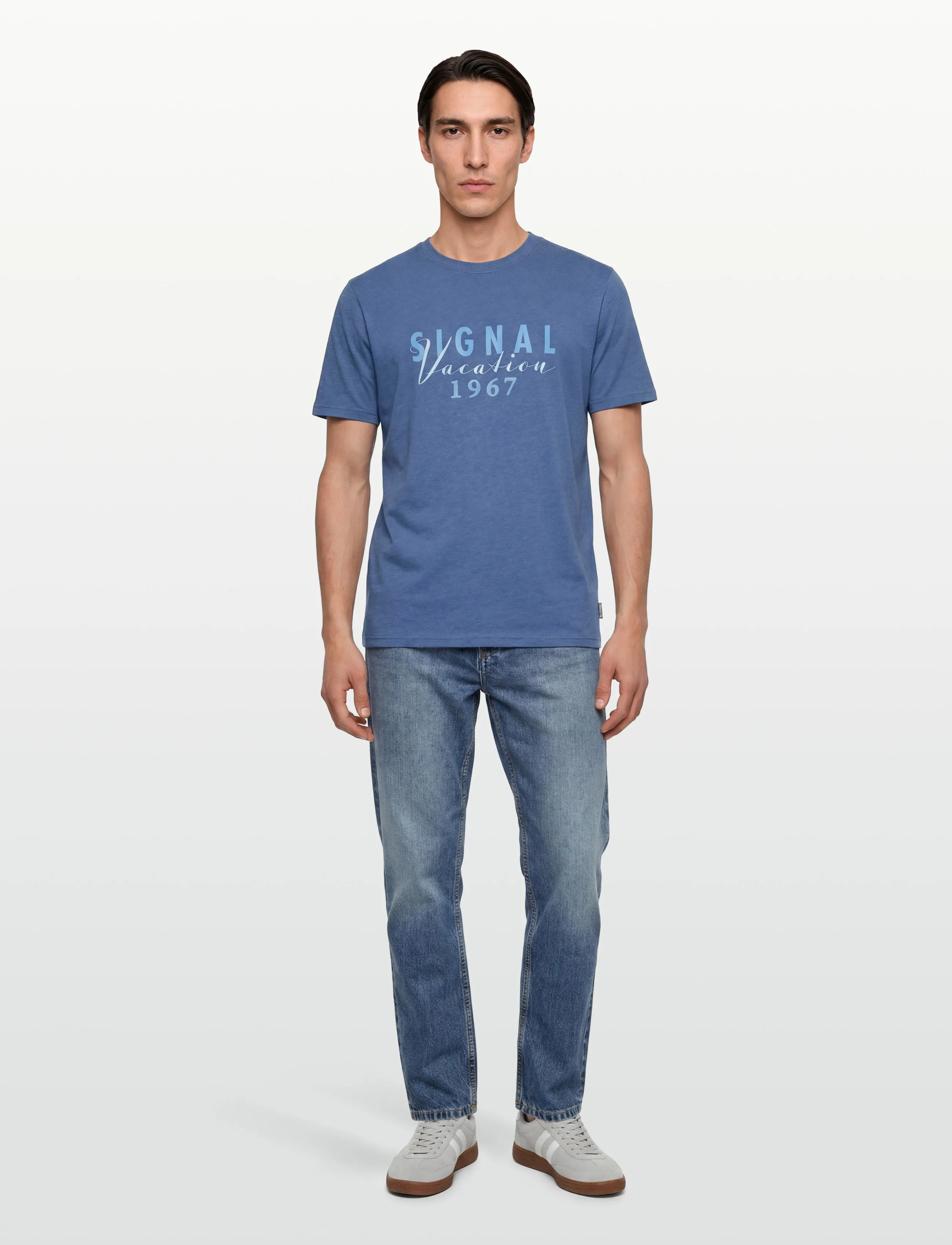 SIGNAL FinnSi Front Print Tee + - T-shirts - TRUE BLUE MELANGE / blue