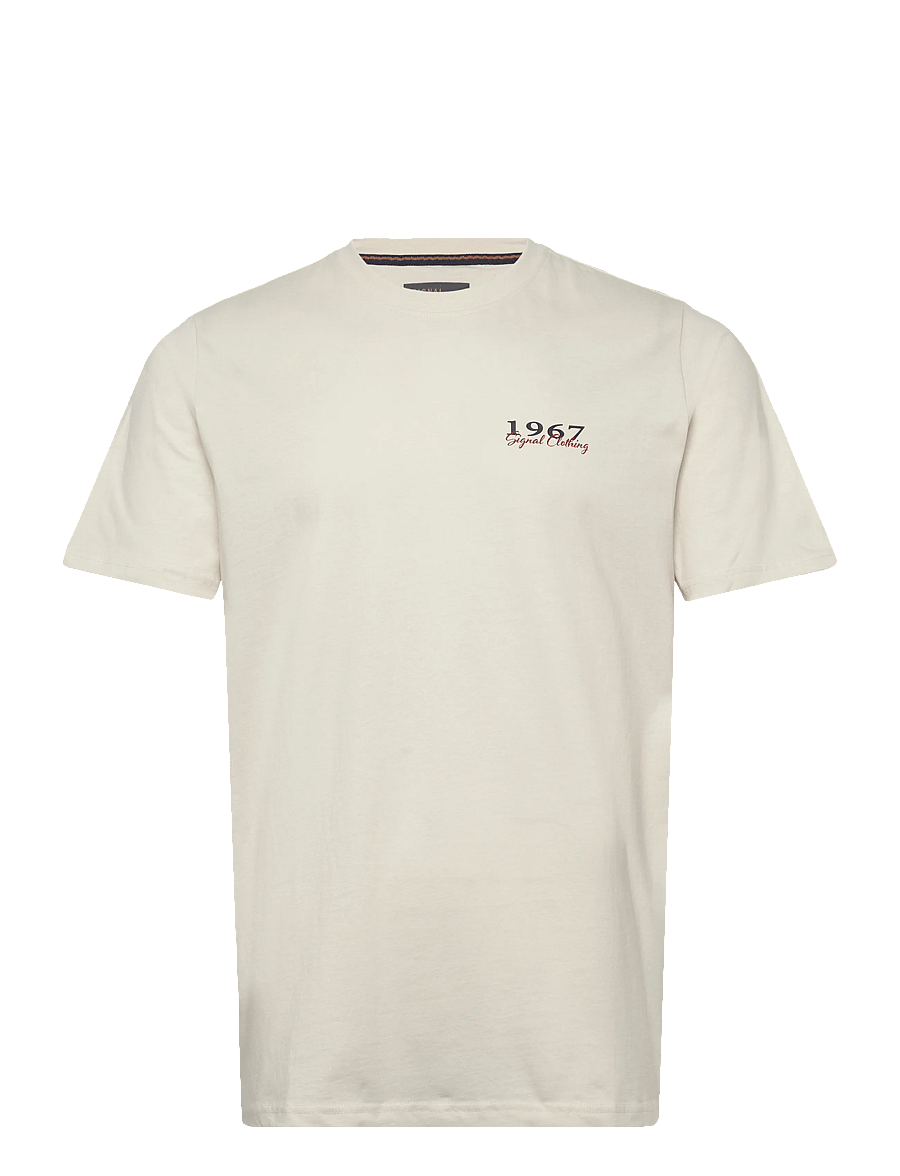 SIGNAL - FrodoSi Chest Print Tee + - kortärmade t-shirts - ecru vapor - 0