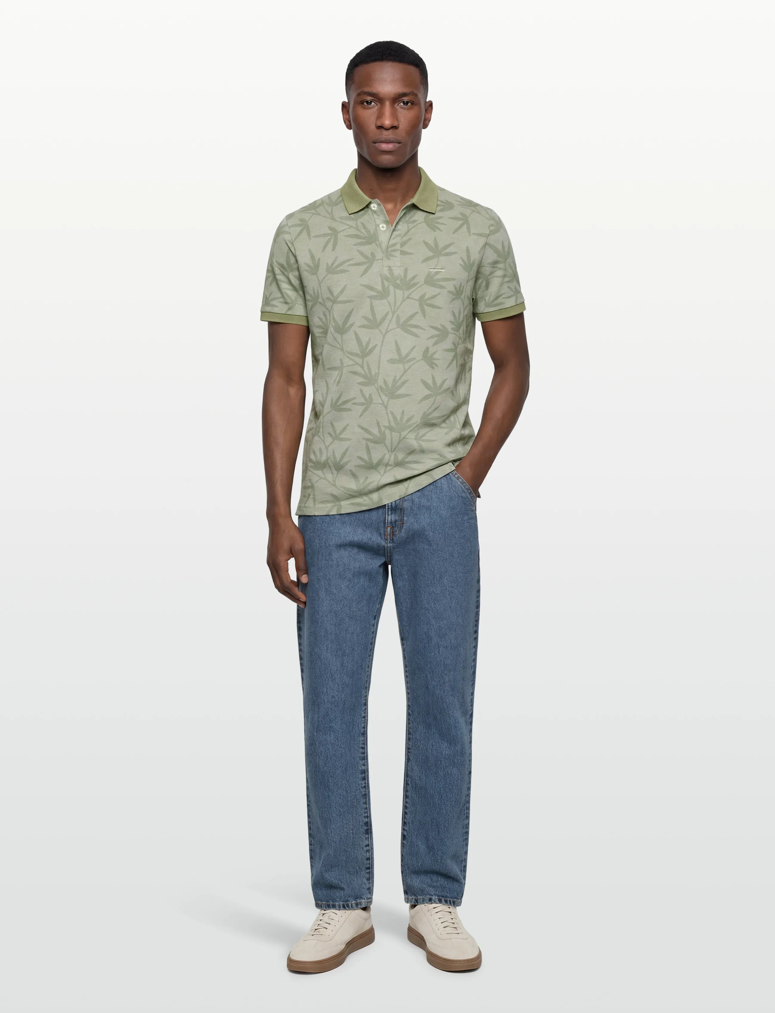 SIGNAL Efronsi Jaquard Pattern Polo, Mænd, Jacquard Poloshirt, Grøn, Str: L