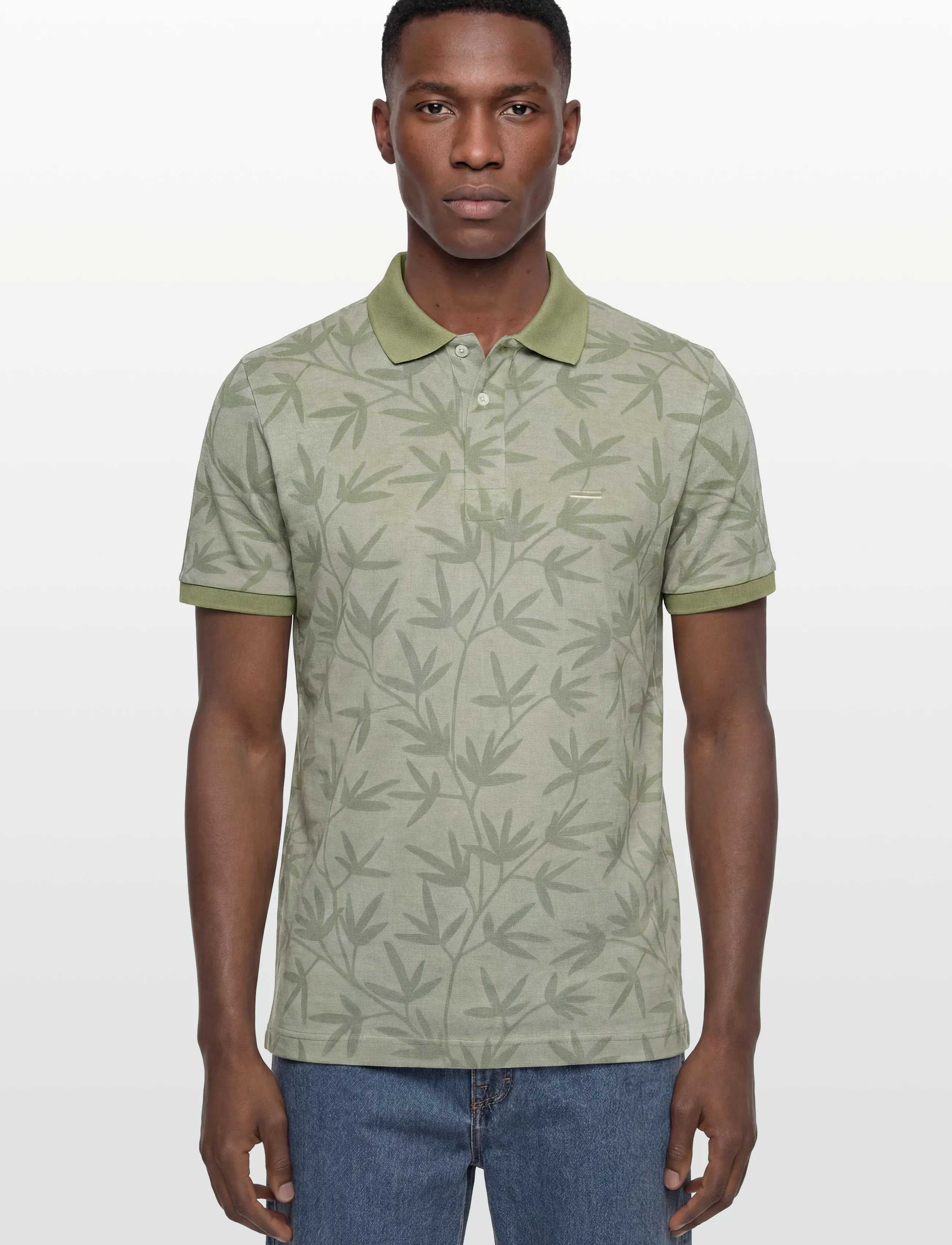 SIGNAL - EfronSi Jaquard Pattern Polo - kortermede - oil green - 3