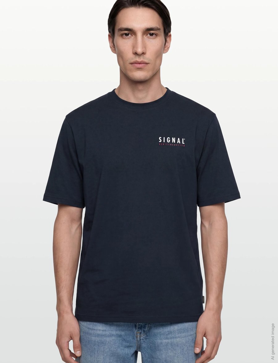 SIGNAL - FabSi Backprint Tee - kurzärmelig - deep marine - 2