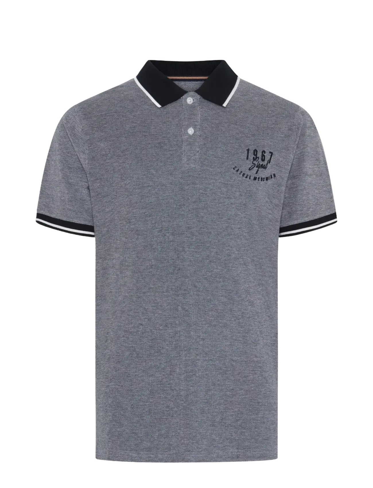 SIGNAL ElvisSi Oxford Polo - Kortærmede poloer - DEEP MARINE / grey