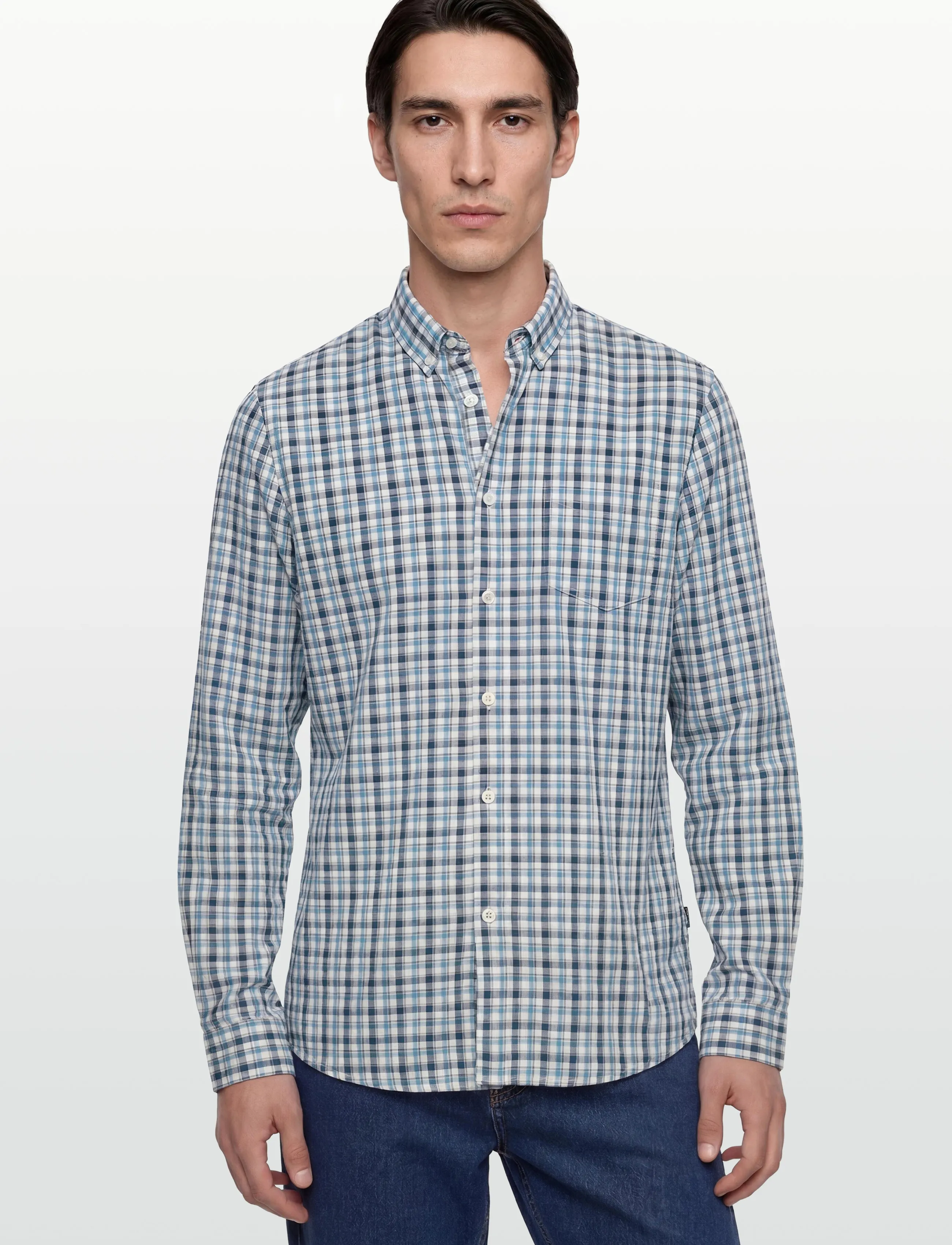 SIGNAL - GabrielSi Slub Check - stutterma skyrtur - warm beige - 3