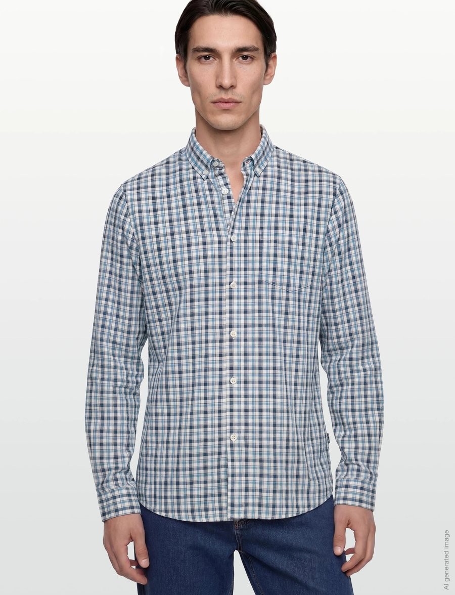 SIGNAL - GabrielSi Slub Check - stutterma skyrtur - warm beige - 3