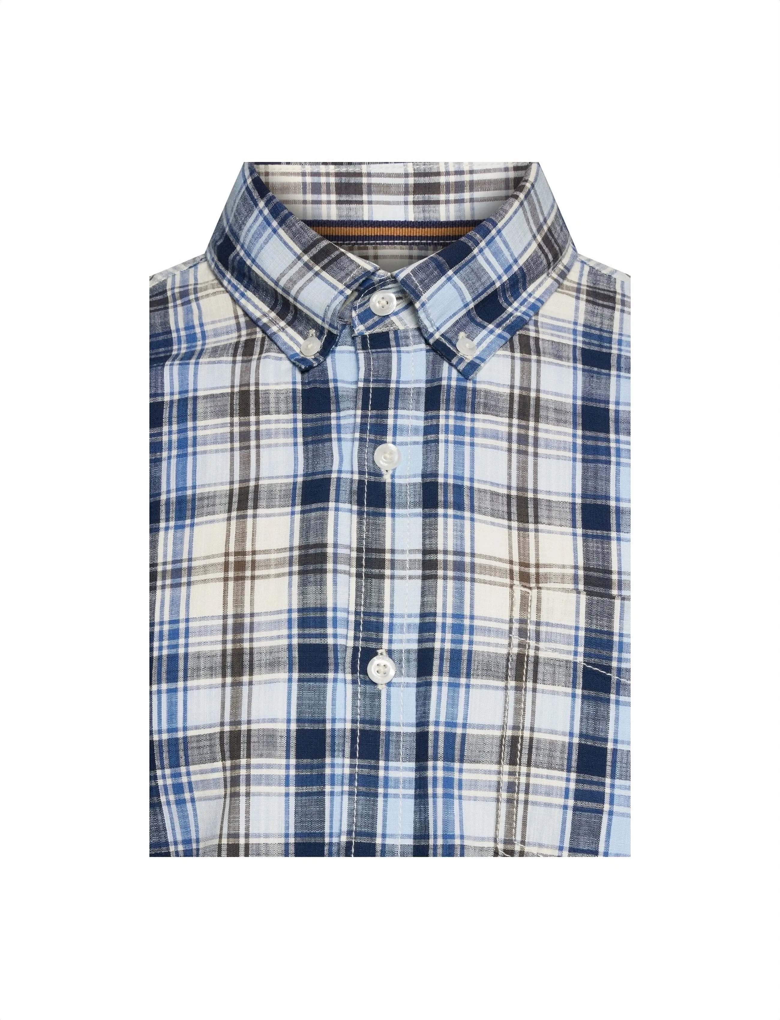SIGNAL - GianSi Slub Check SS - checkered shirts - blue captain - 2