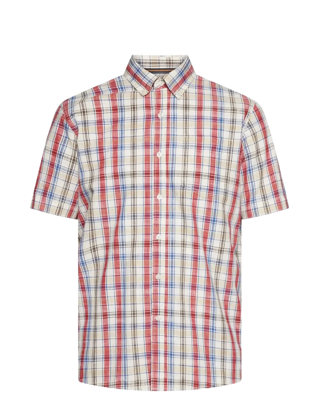 SIGNAL GianSi Slub Check SS - Vaatteet - DUSTY RED / cream