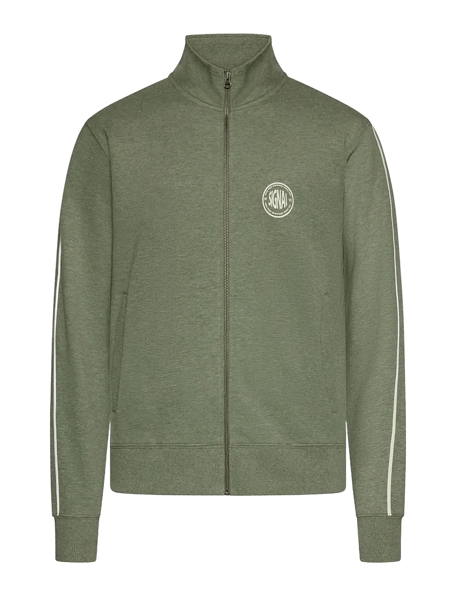 SIGNAL - MattsSi Zip Sweat Cardigan - sweatshirts - oil green melange - 1