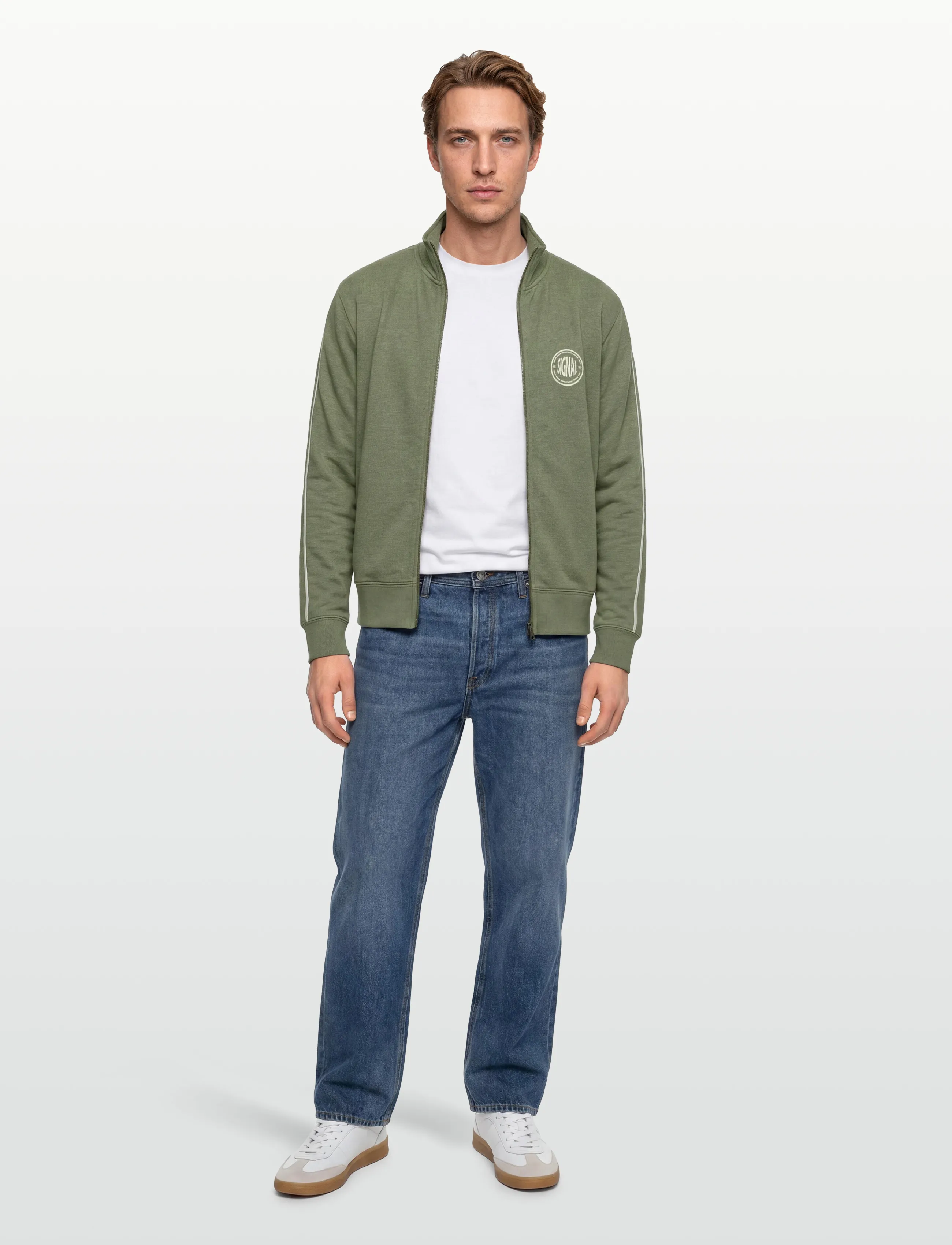 SIGNAL MattsSi Zip Sweat Cardigan - Kläder - OIL GREEN MELANGE / khaki/green
