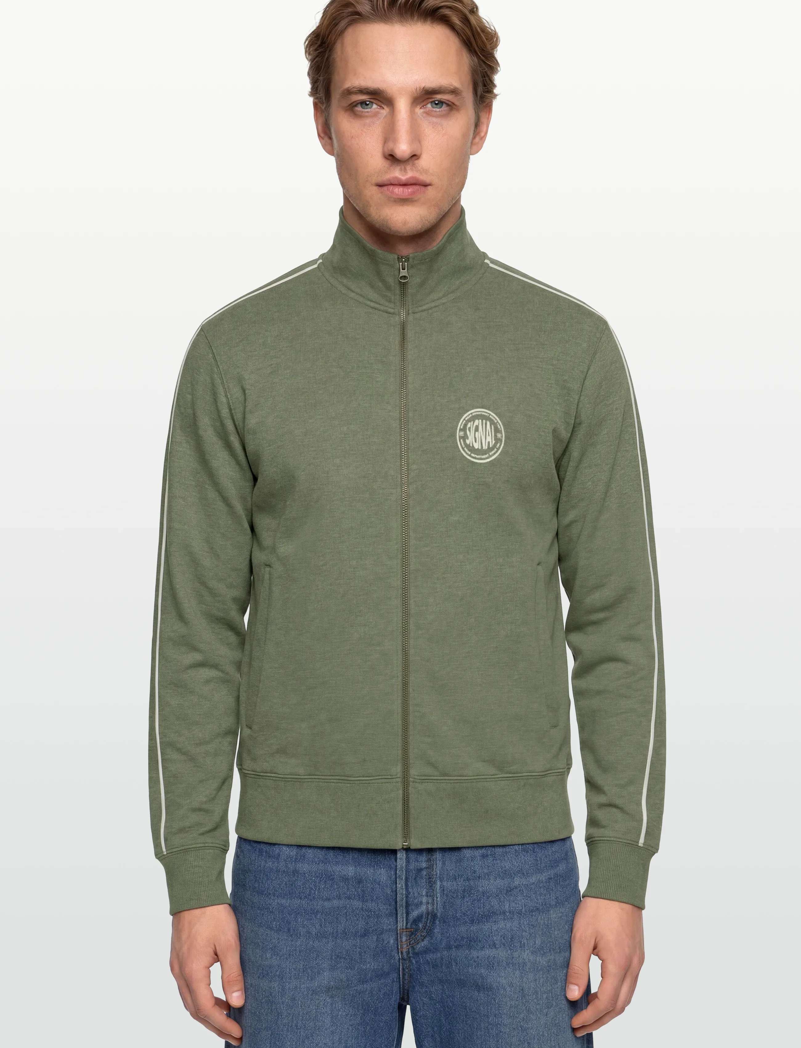 SIGNAL - MattsSi Zip Sweat Cardigan - sweatshirts - oil green melange - 3