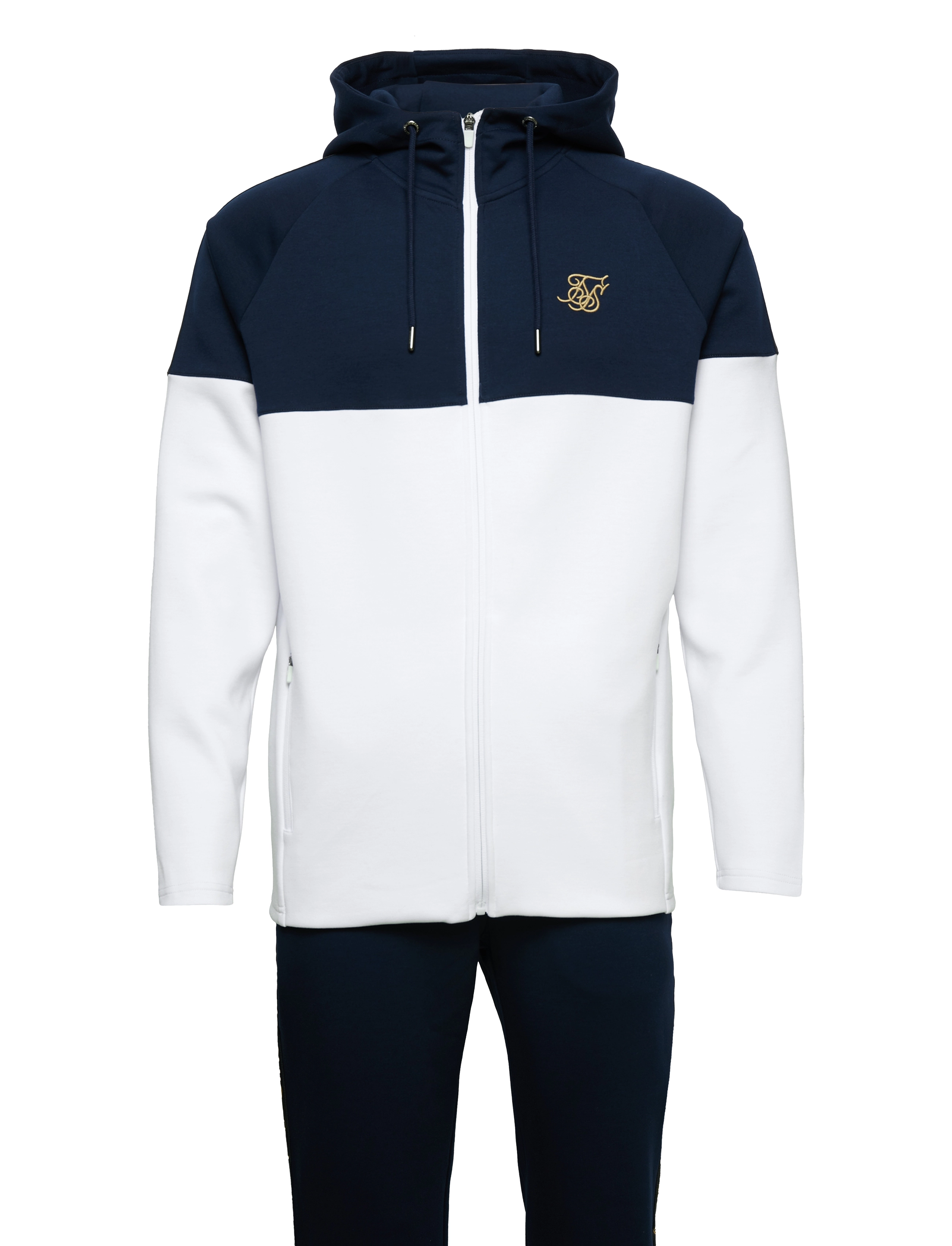 tape zip through hoodie & joggers set - NAVY &