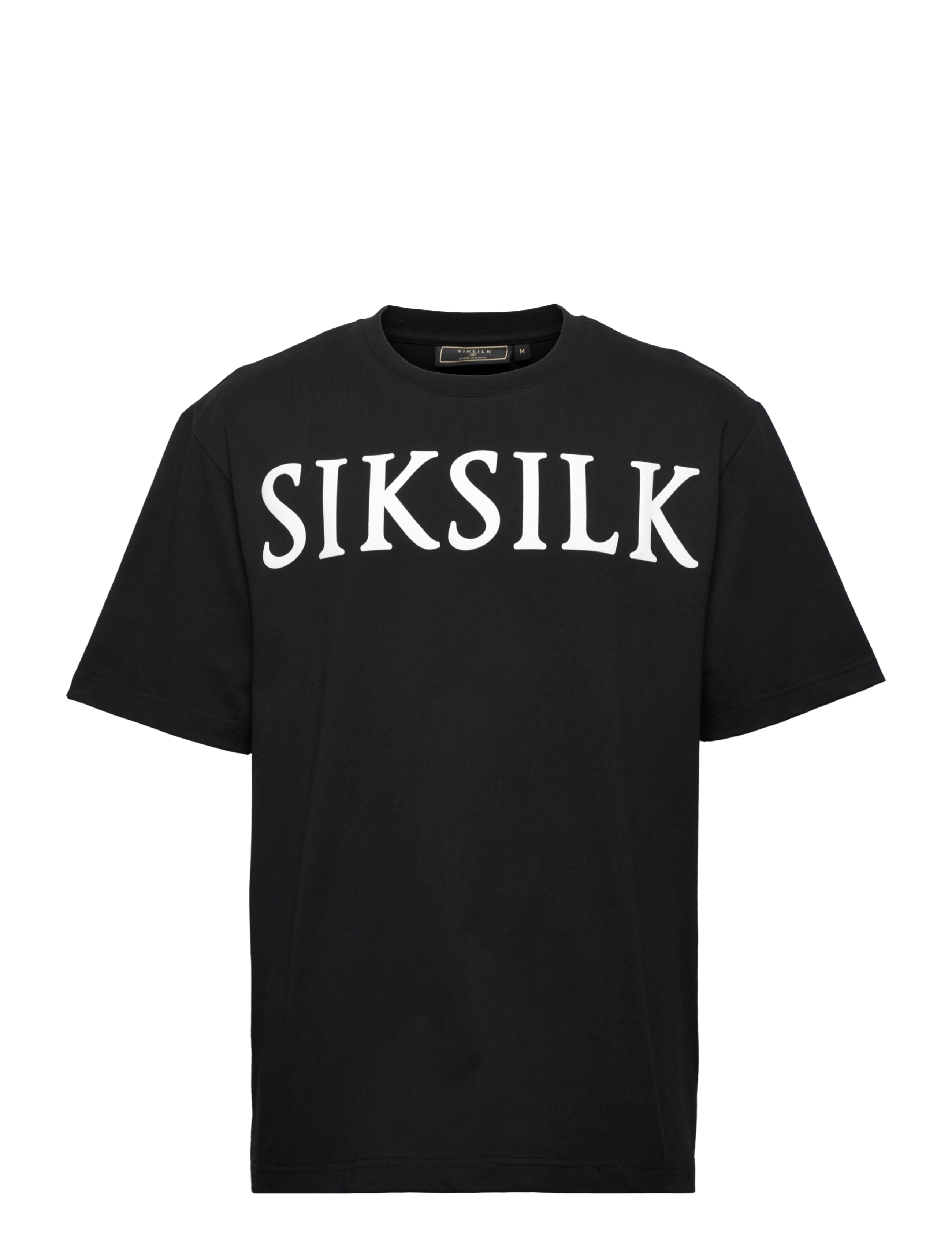 SIKSILK - drop shoulder relaxed fit tee - black & white - 0