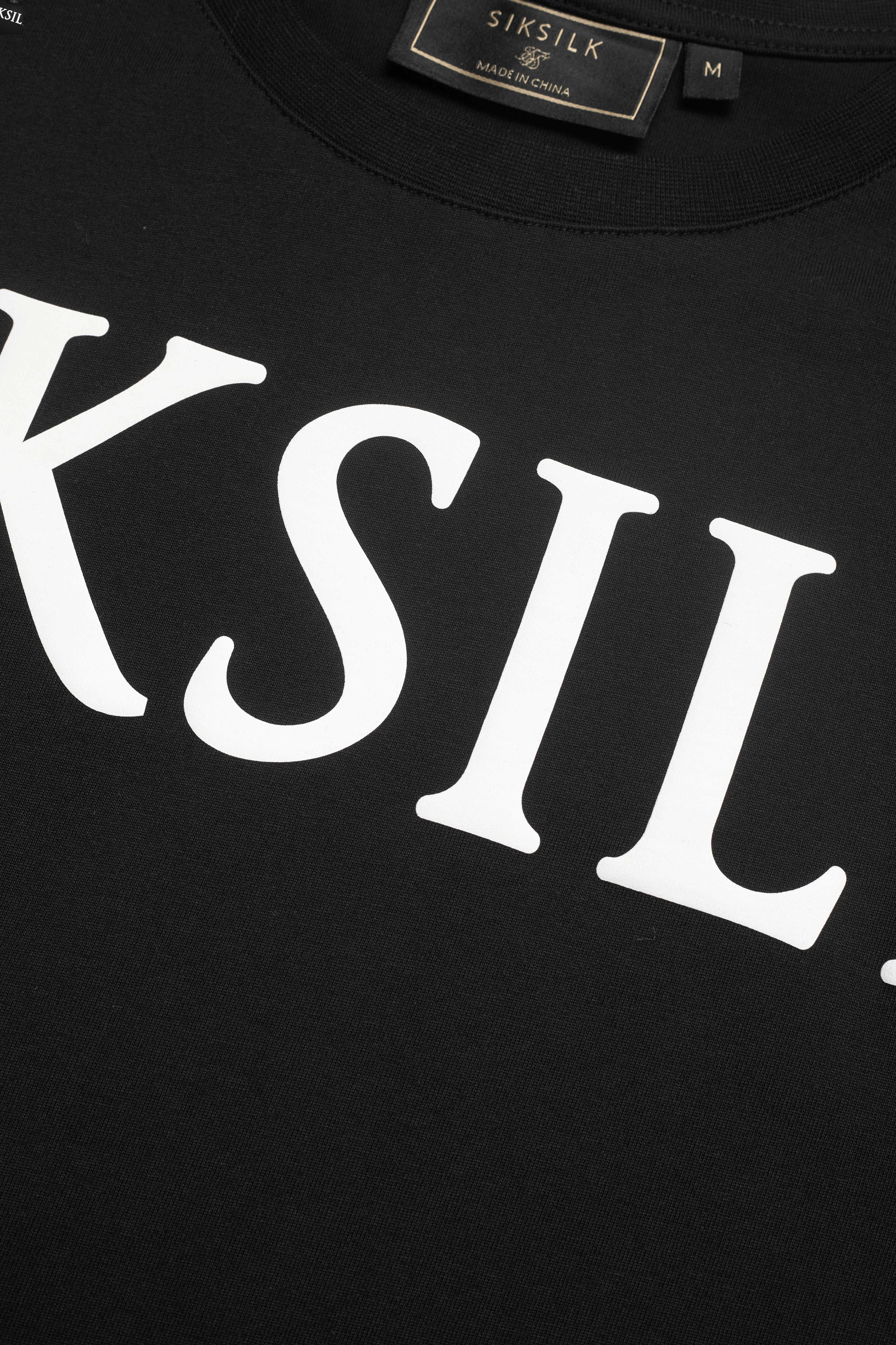 SIKSILK - drop shoulder relaxed fit tee - black & white - 2