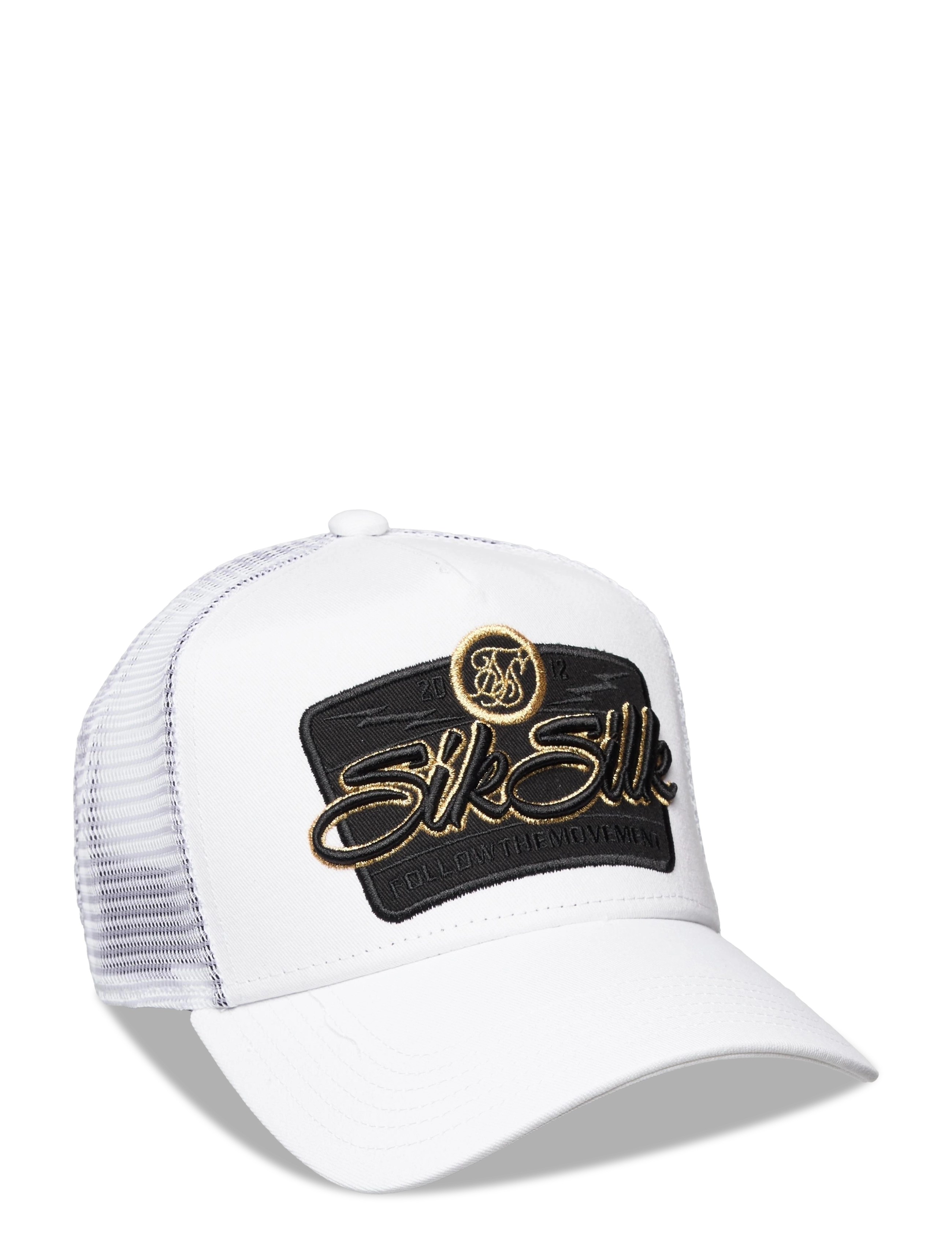 SIKSILK - volt patch mesh trucker - white & gold - 0