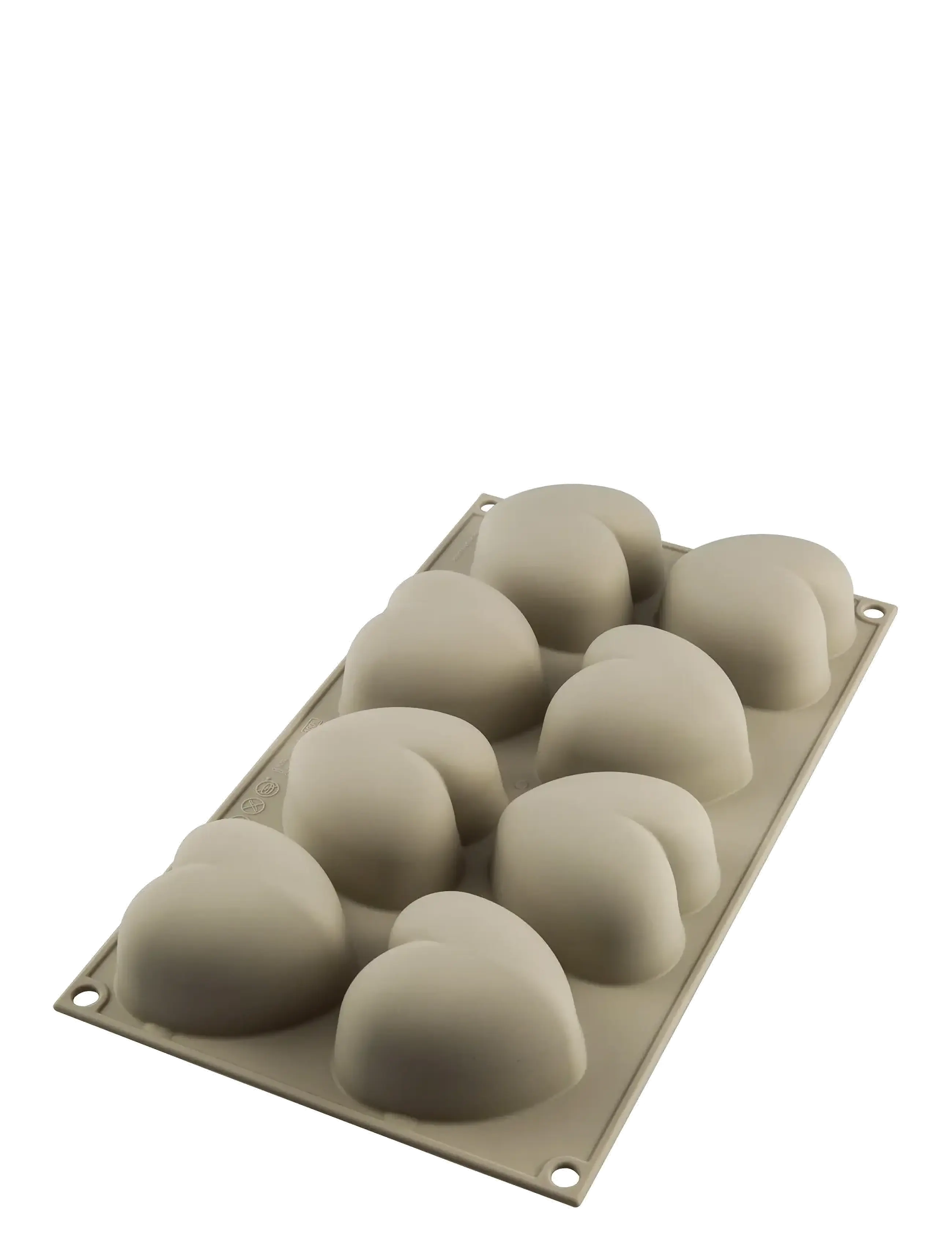 Silikomart Silikoneform Hjerte 8 Stk. 63X65 H39, Cupcake & Muffin Tins, Grå, Str: FOR 8PCS