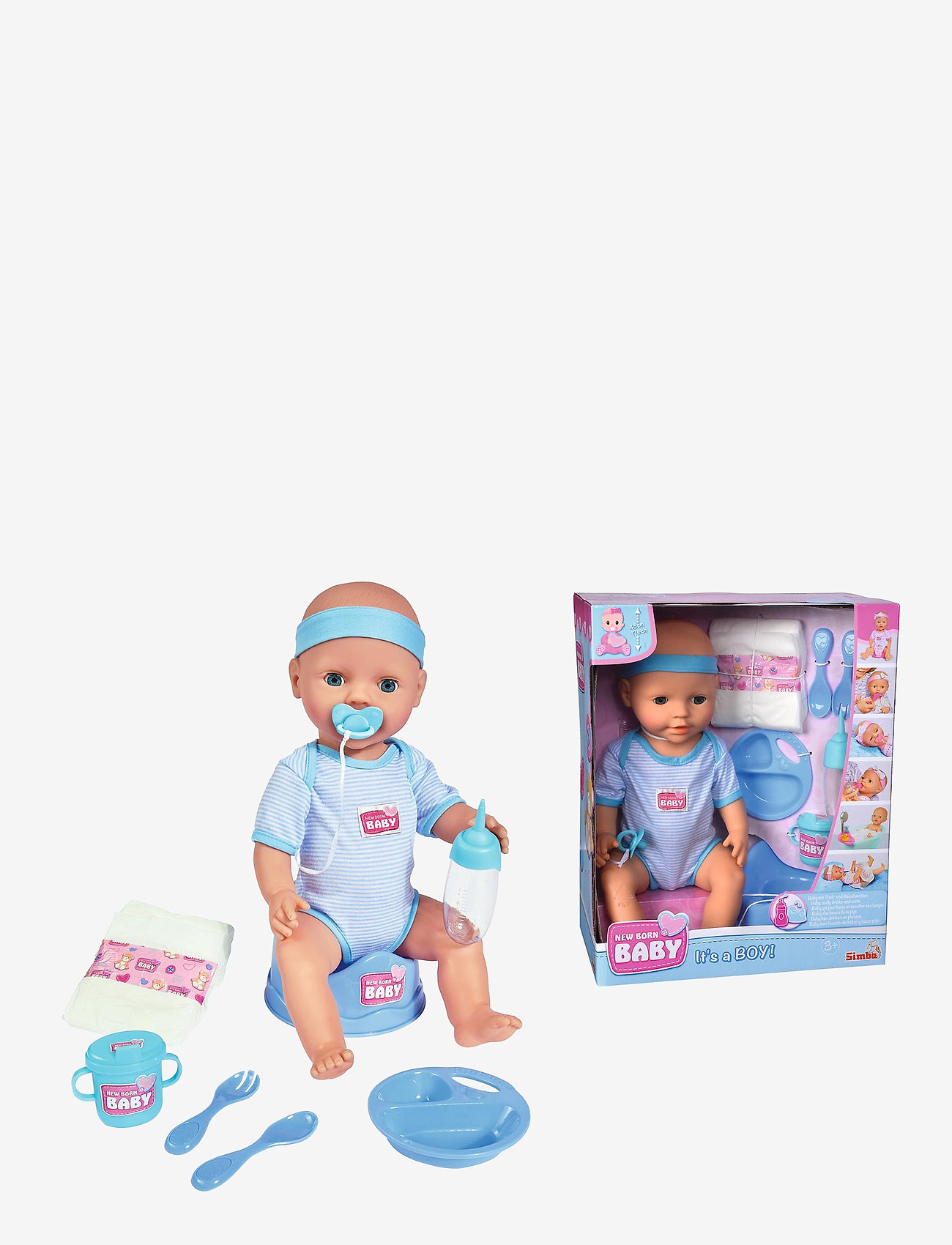 Simba Toys - New Born Baby  Doll, Blue Accessories - blue - 0
