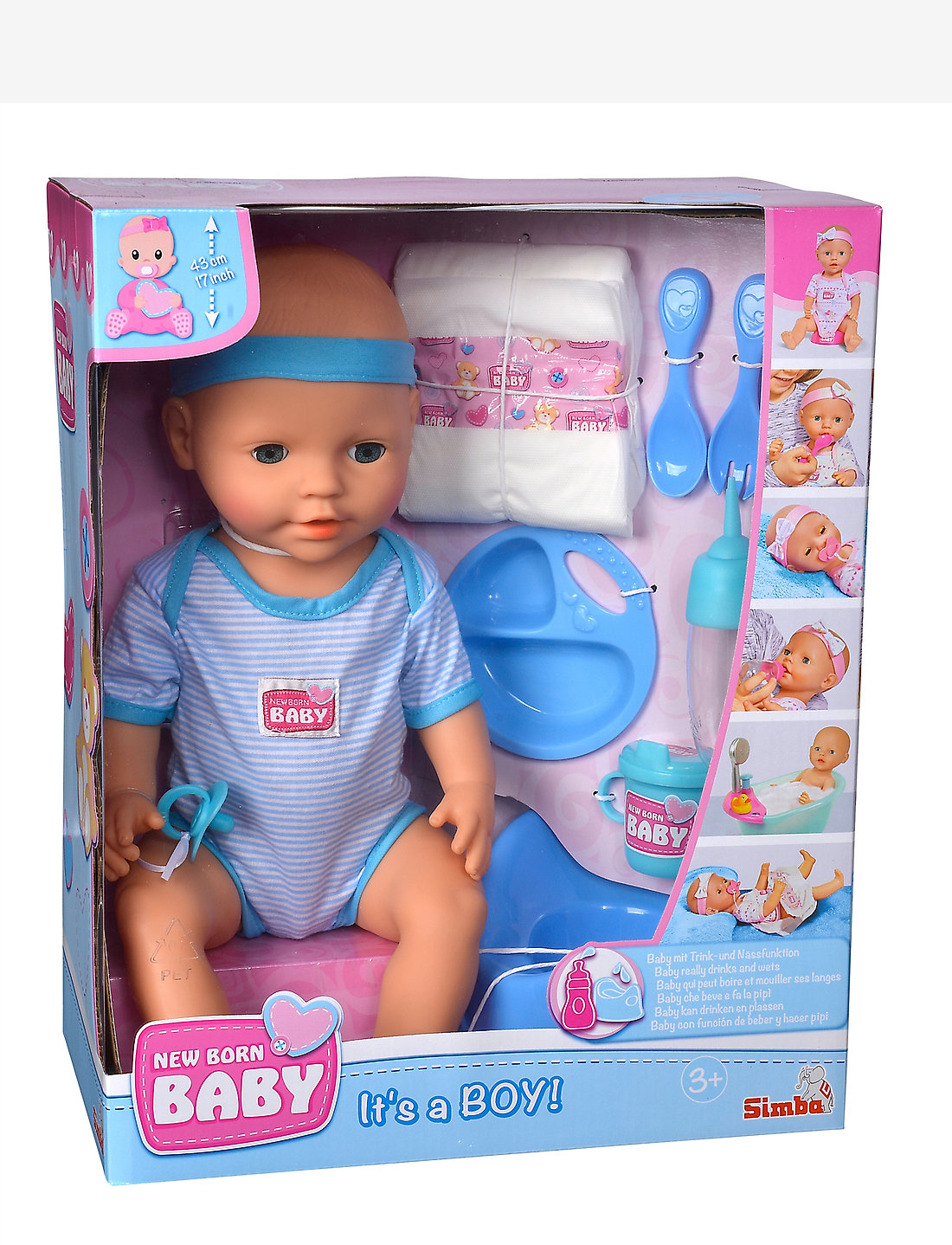 Simba Toys New Born Baby ta V ta Pojkdocka 43 Cm Dockor Boozt