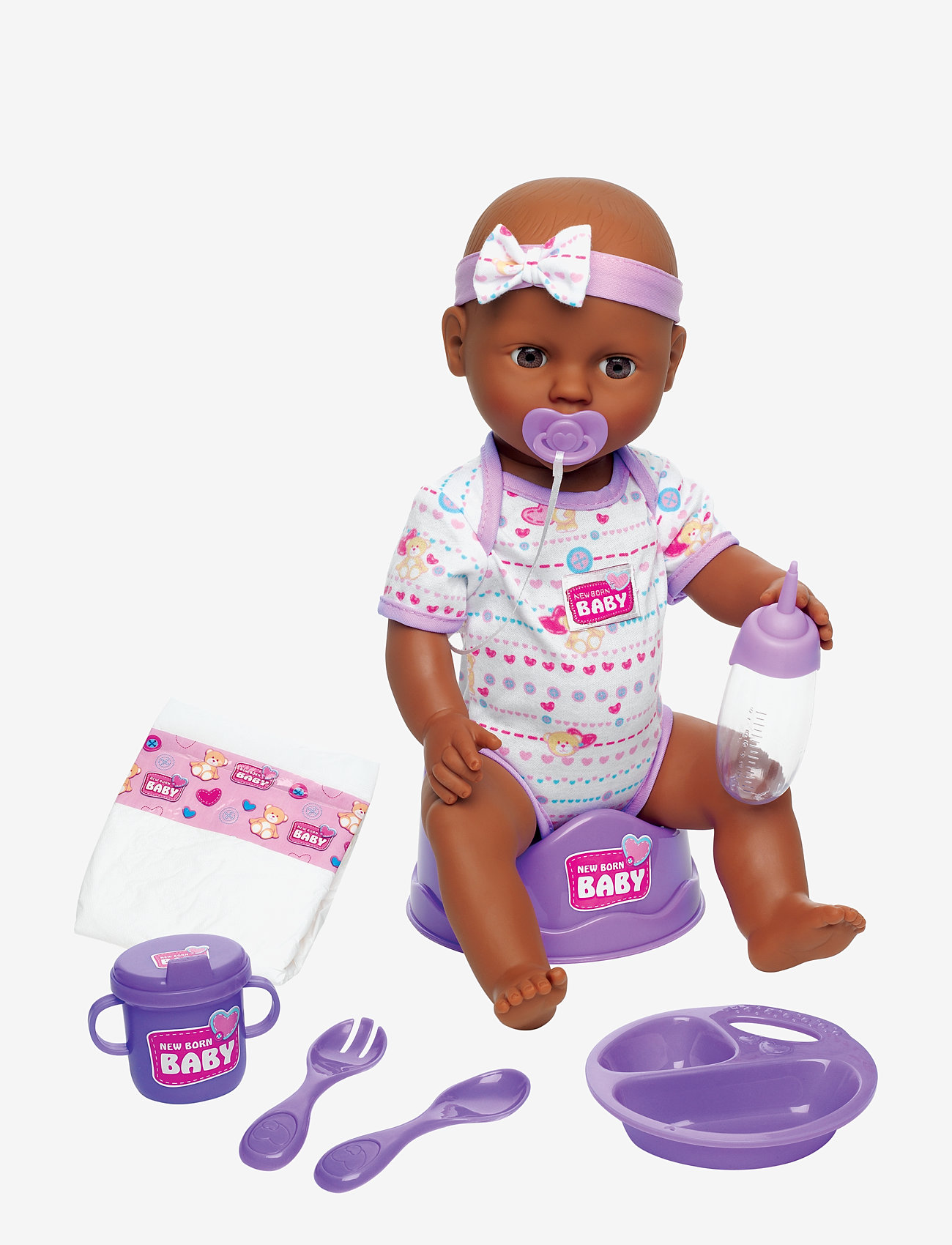 Simba Toys - NBB Baby Doll, Violet Accessories - dukker - brown - 0
