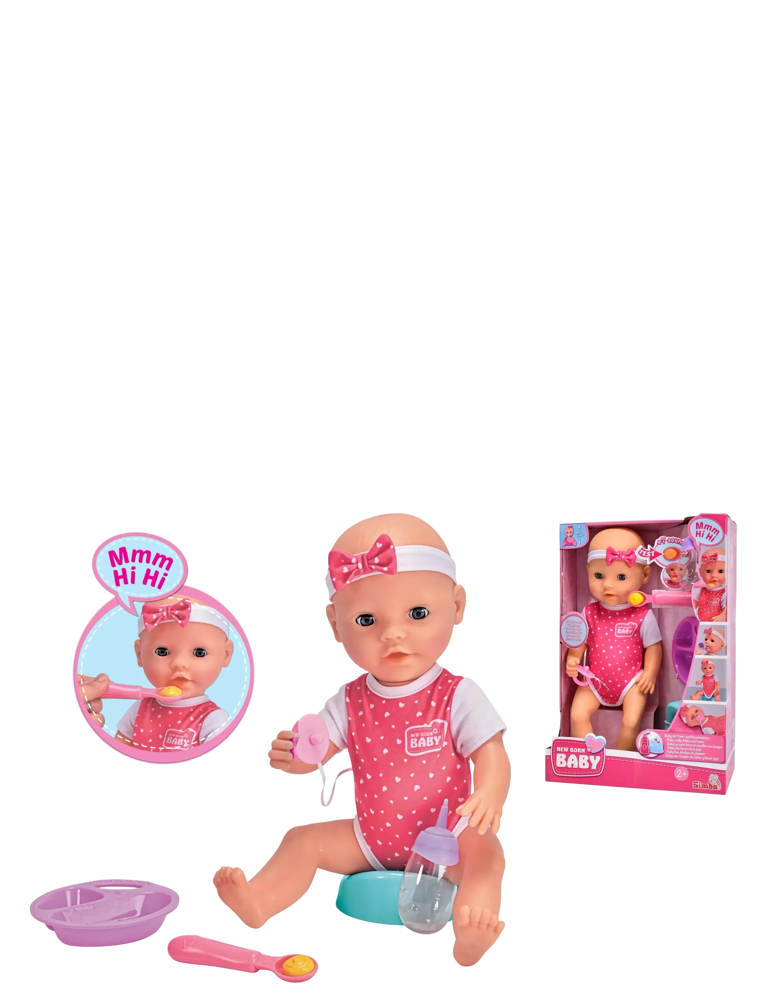 Simba Toys - New Born Baby Hungry Doll, 38cm - lalki - multicoloured - 2