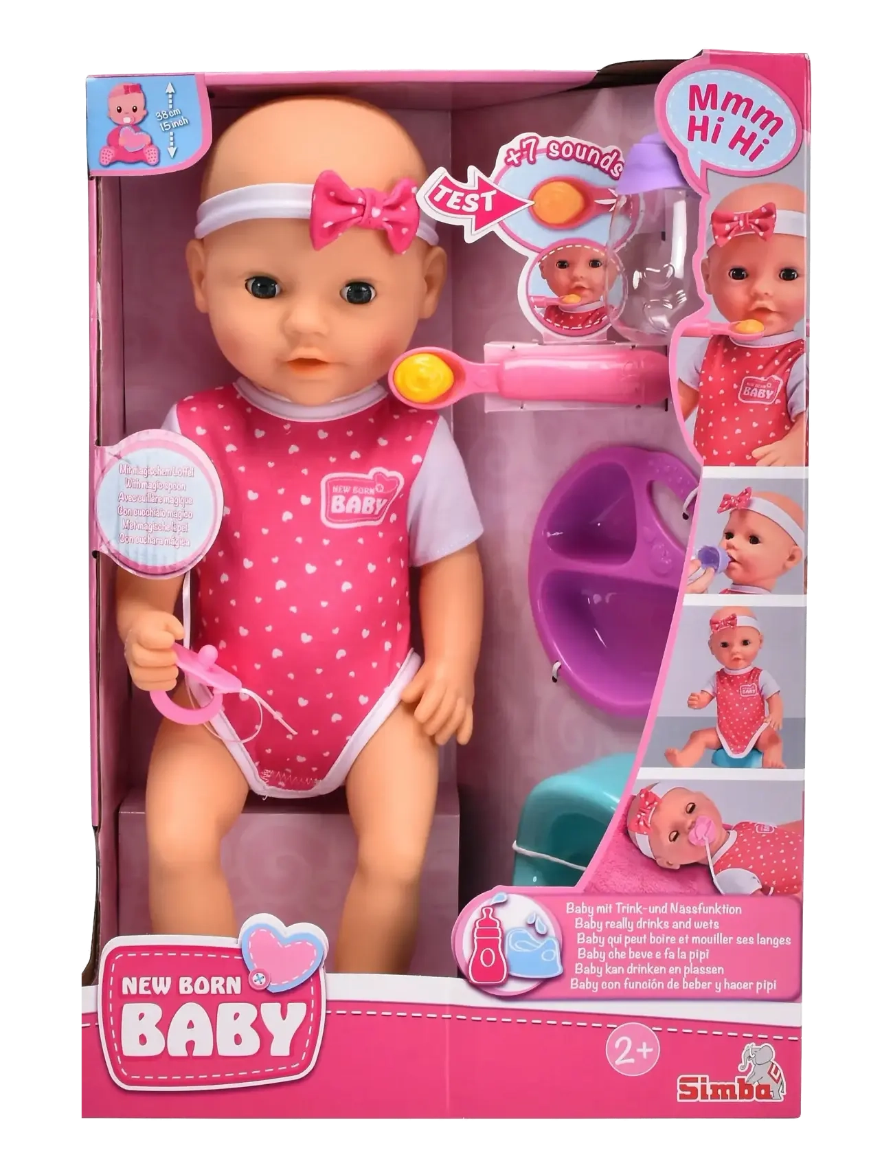 Simba Toys - New Born Baby Hungry Doll, 38cm - lalki - multicoloured - 3