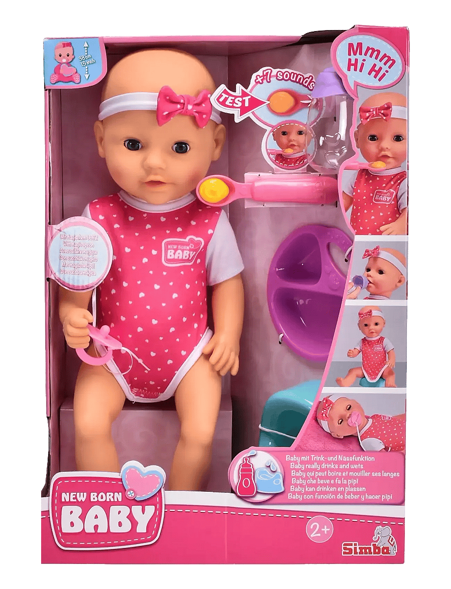 Simba Toys - New Born Baby Hungry Doll, 38cm - nukud - multicoloured - 3