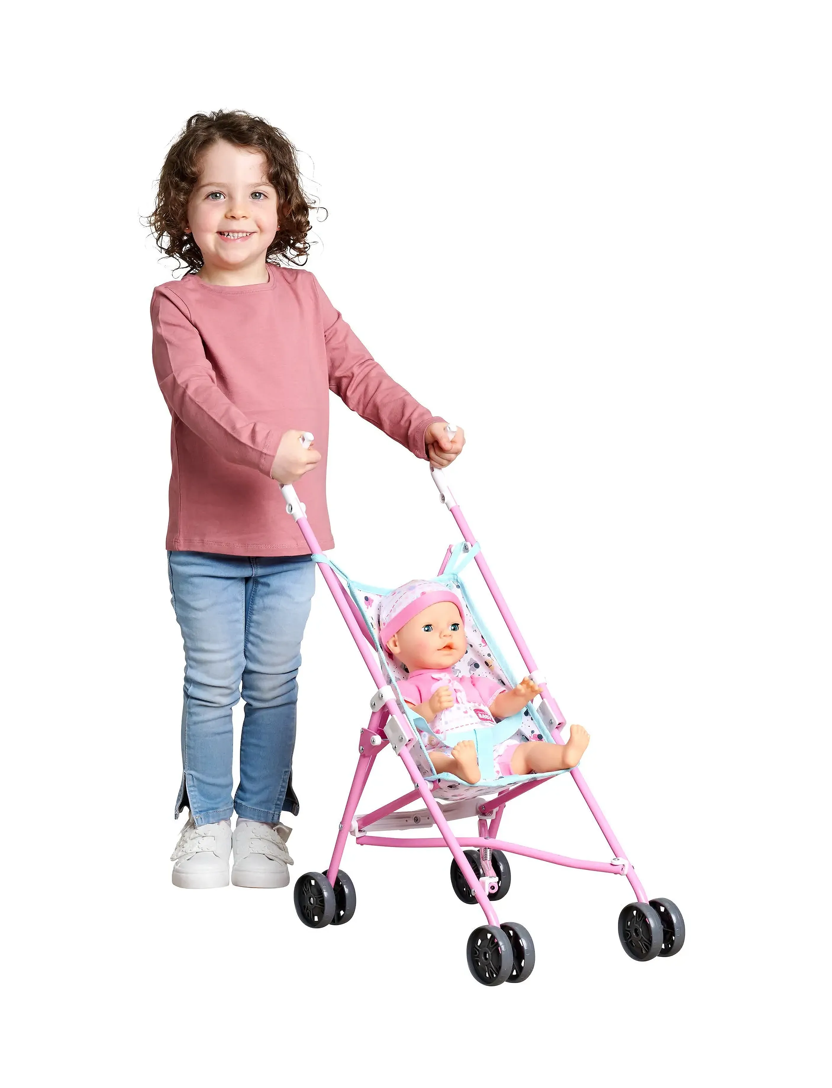 Simba Spielzeug Pram For Dolls, One Size, Dolls & Accessories, Mehrfarbig/gemustert - Doll Trolleys, Kinder