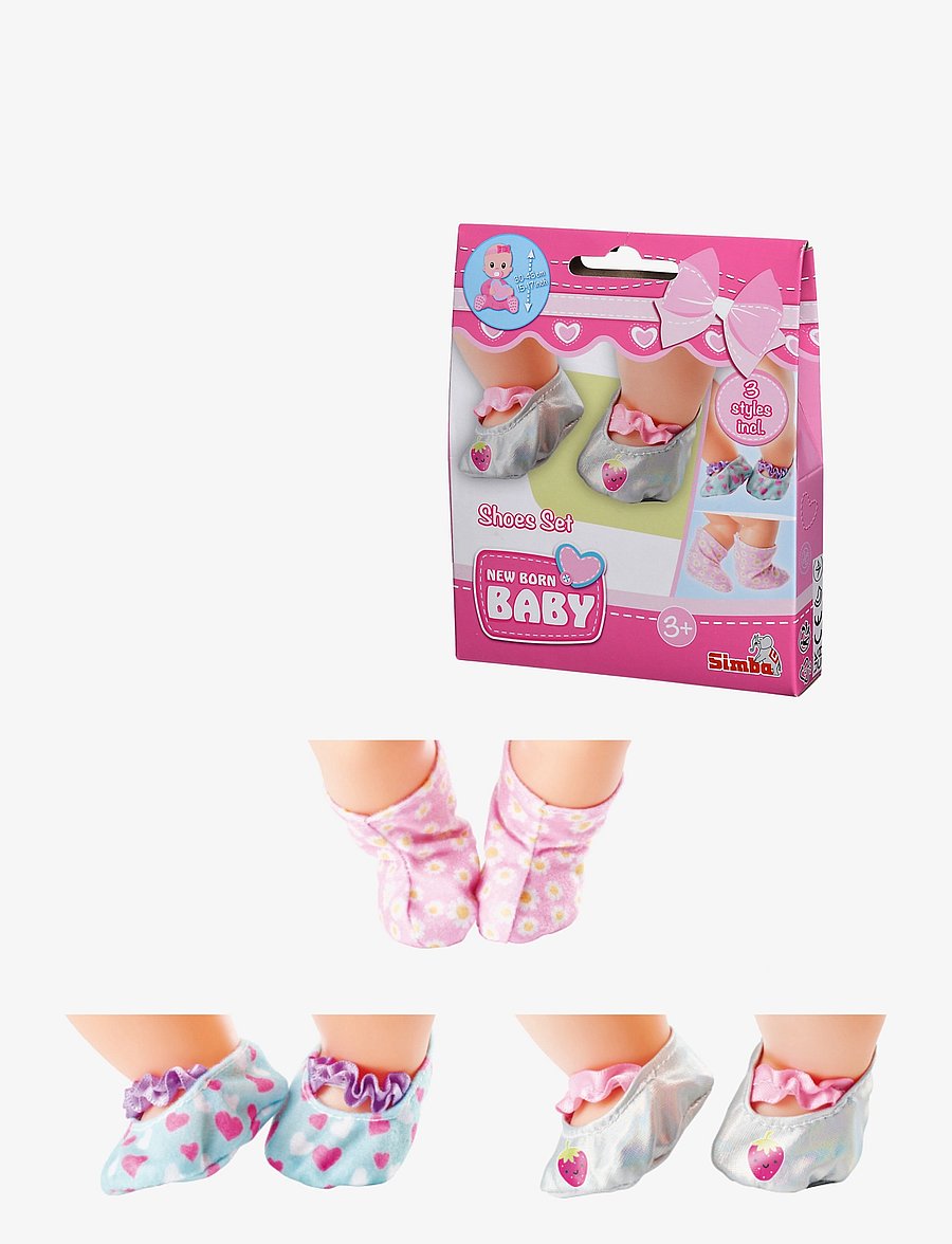 Simba Toys - Simba Toys New Born Baby Shoes Set (3 pairs) - dukketøj - multi coloured - 1