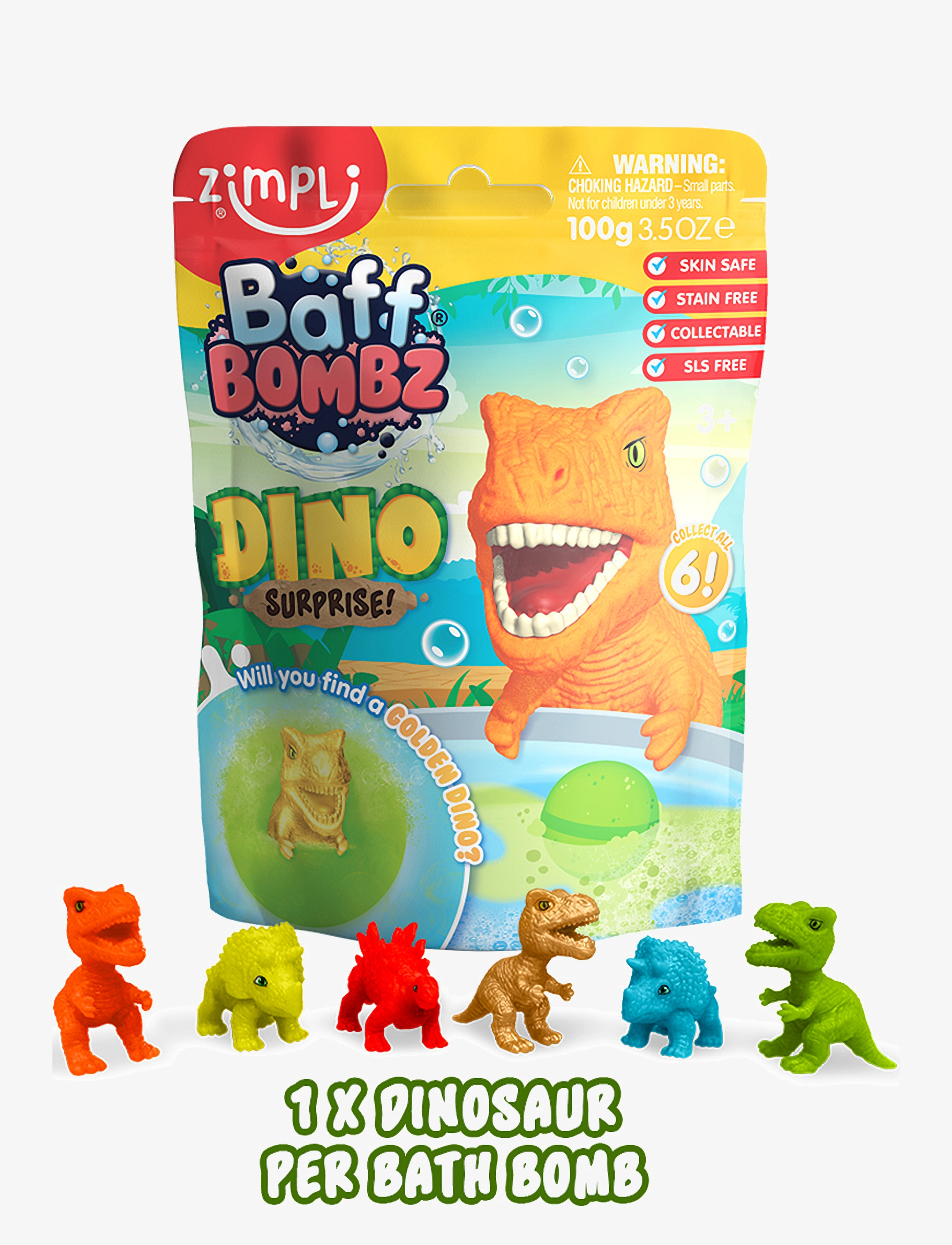 Simba Toys Zimpli Kids Badbomb med samlarfigur,  Dinosaurie - Legetøj - MULTI COLOURED / multi