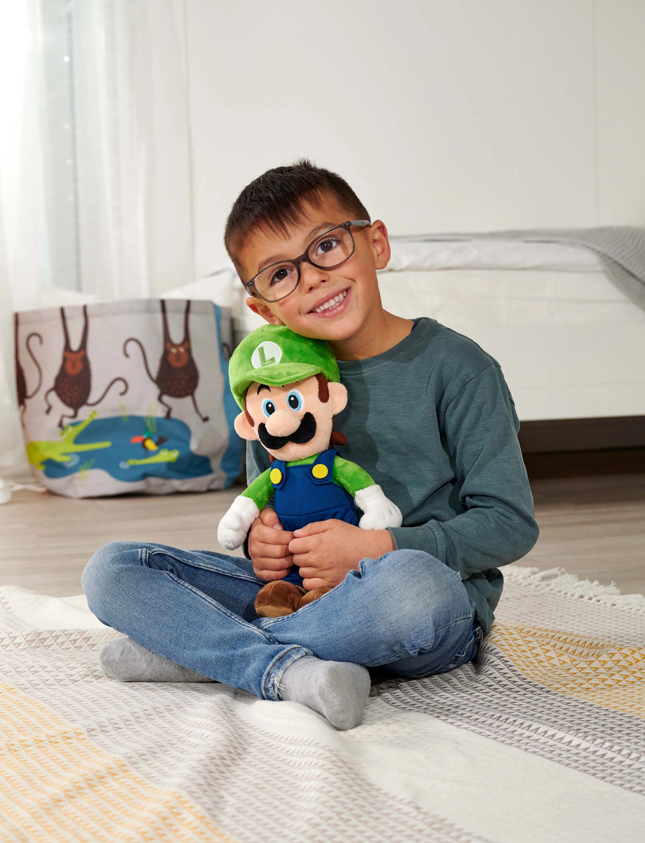 Super Mario Super Mario Luigi Plush, 30cm, One Size, Multi/patterned, Soft Legetøj > Stuffed Legetøj, Børn