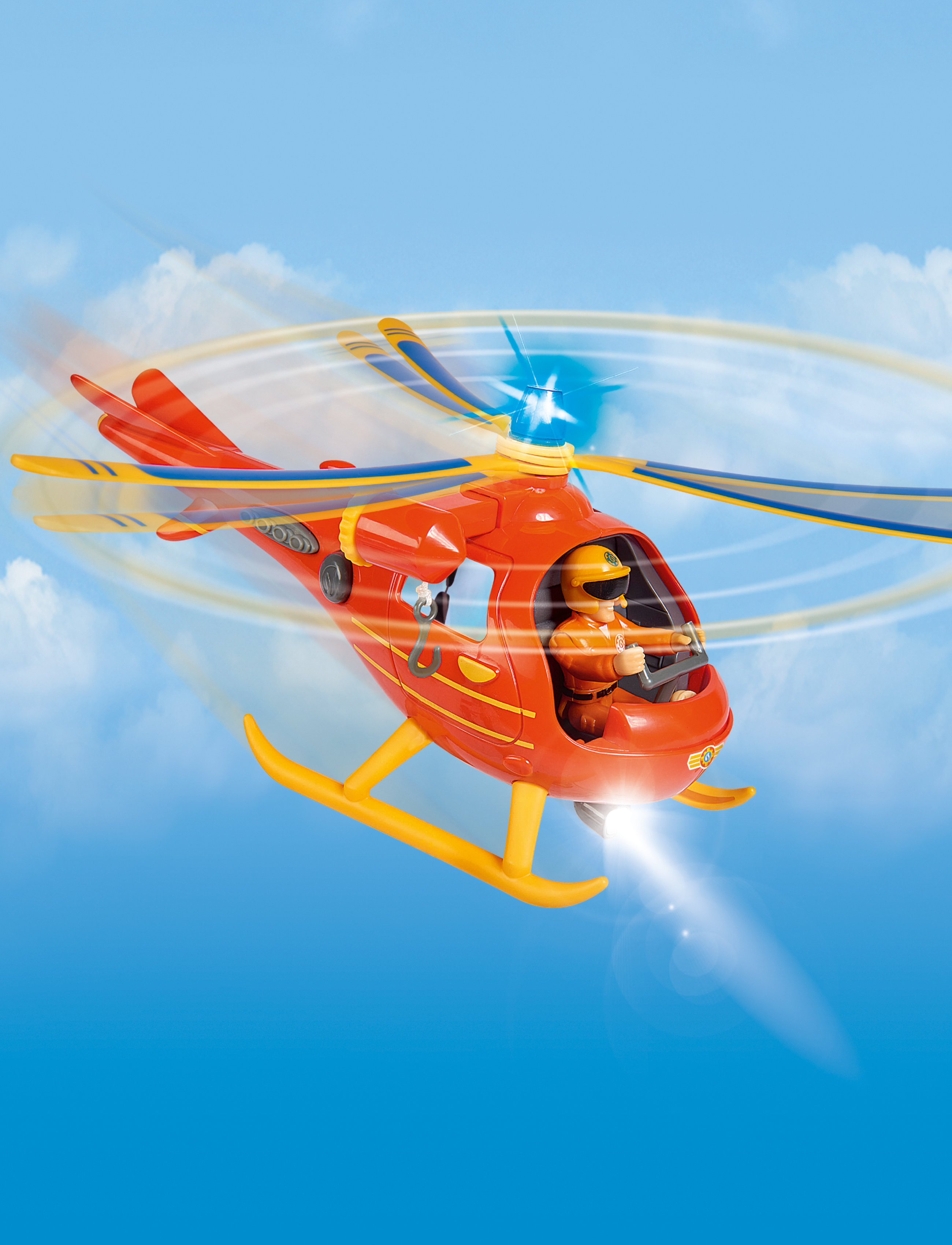 Brandmand Sam Fireman Sam Helicopter Wallaby With Figurine, Børn, Planes, Creme, Str: ONE SIZE