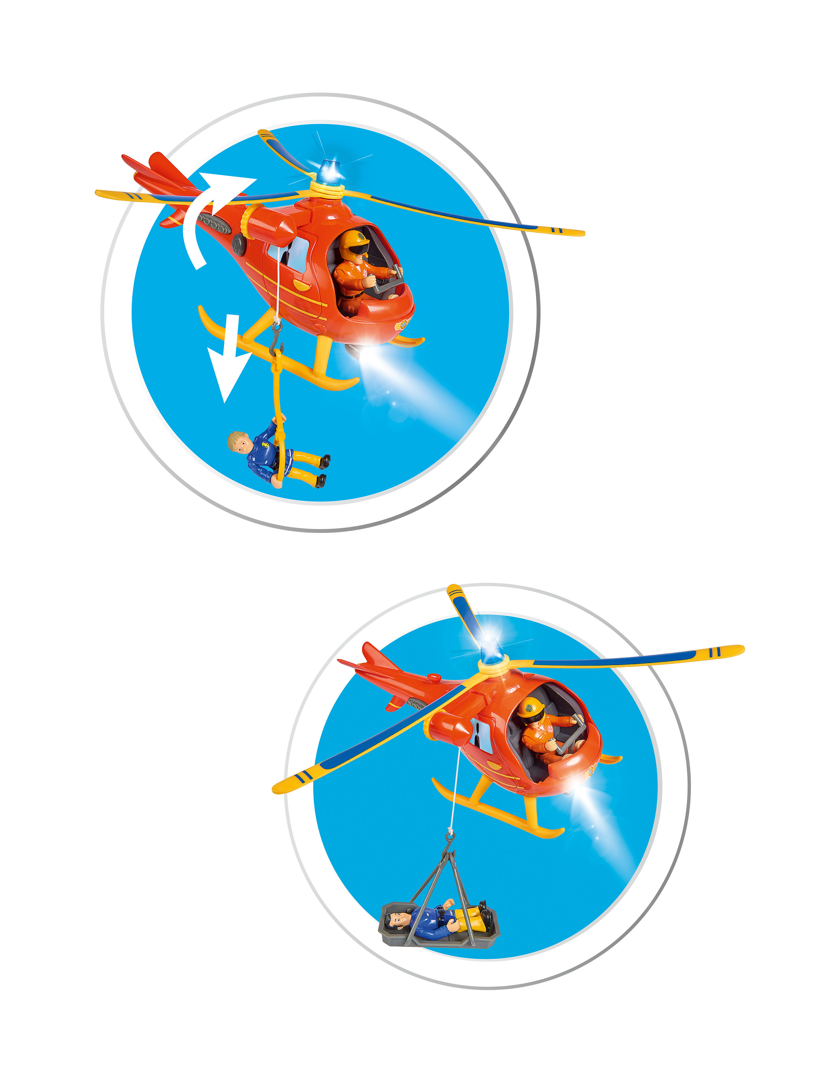 Brandman Sam - Brandman Sam Helikopter Wallaby med Figur - leksaksfordon - red - 5