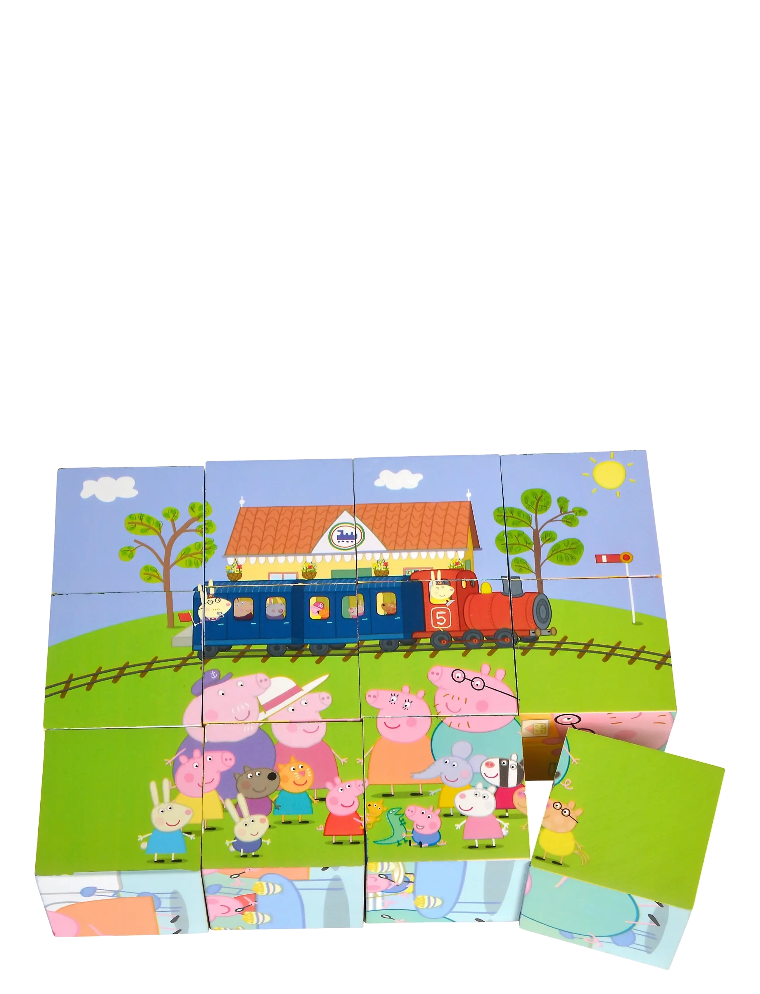 Greta gris - Greta Gris Kubpussel i trä,FSC® - träpussel - pink - 2