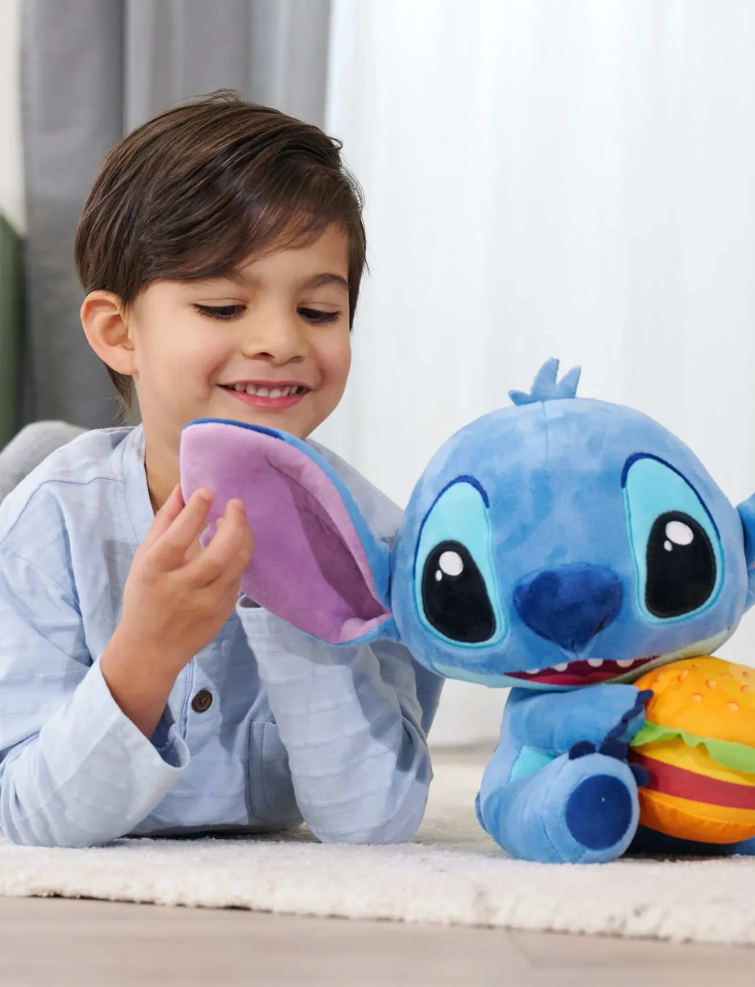Lilo & Stitch Disney Stitch With Burger 25 Cm, Børn, Stuffed Dyr, Blå, Str: 25 CM