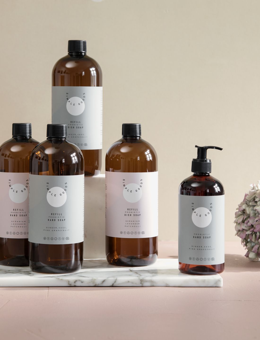 Simple Goods - Refill Dish Soap, Geranium, Lavender & Patchouli 1000 ml - uppþvottalögur - brown - 1