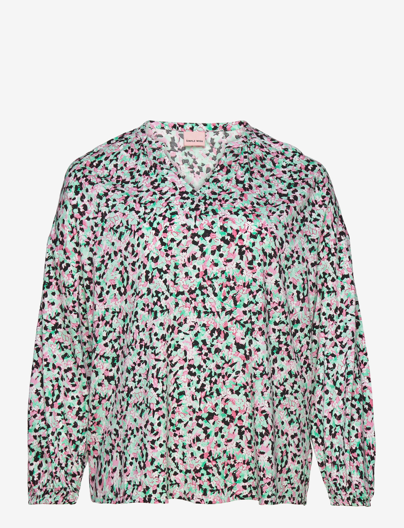 Simple Wish - SWAVRIL BL 1 - pikkade varrukatega pluusid - brook green aop small leaf - 0