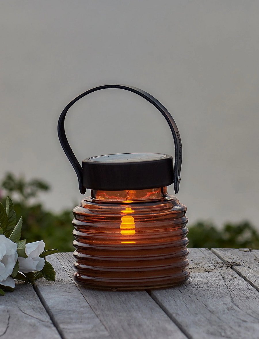Sirius Home - Aston Solar Krukke, Ø12xH12cm, Rav - laternen - amber - 0