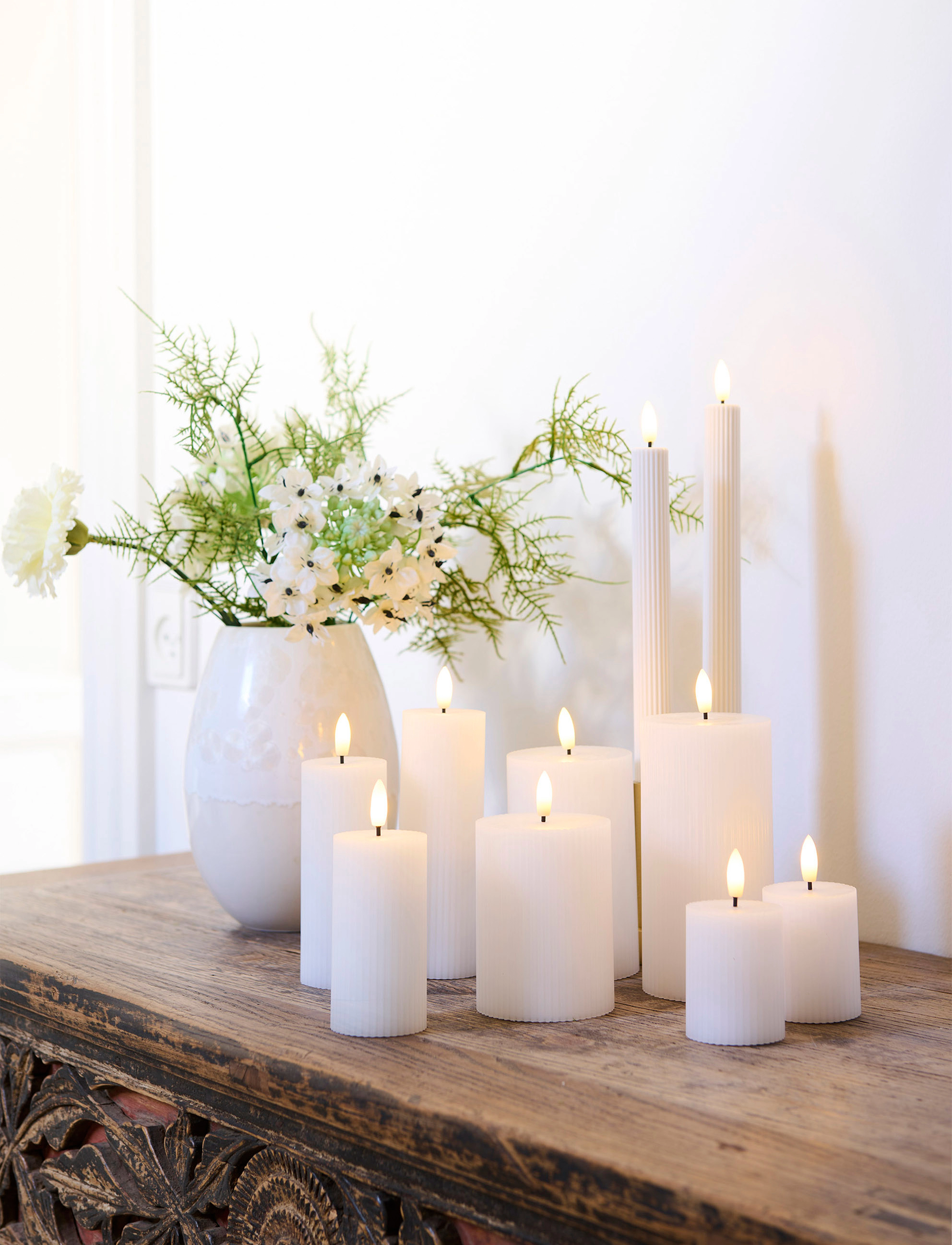 Sirius Home Smilla Krone 2 Stk Sæt Genopladelig, HØJDE:25 cm BREDDE:2 cm, Candles, Weiß - Led Homeware