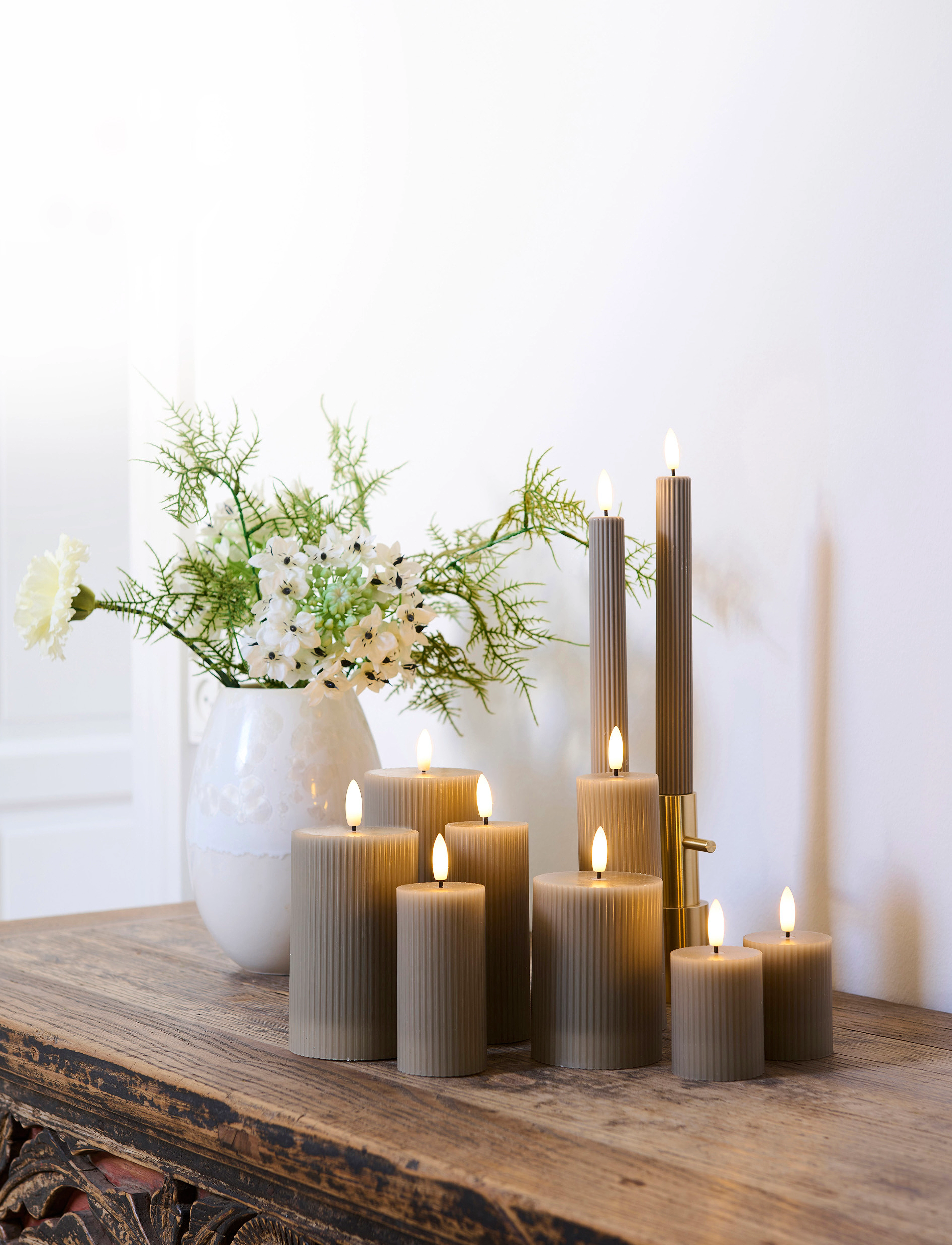 Sirius Home Smilla Genopladelig, Ø5XH10 cm, Candles, Beige - Led Homeware
