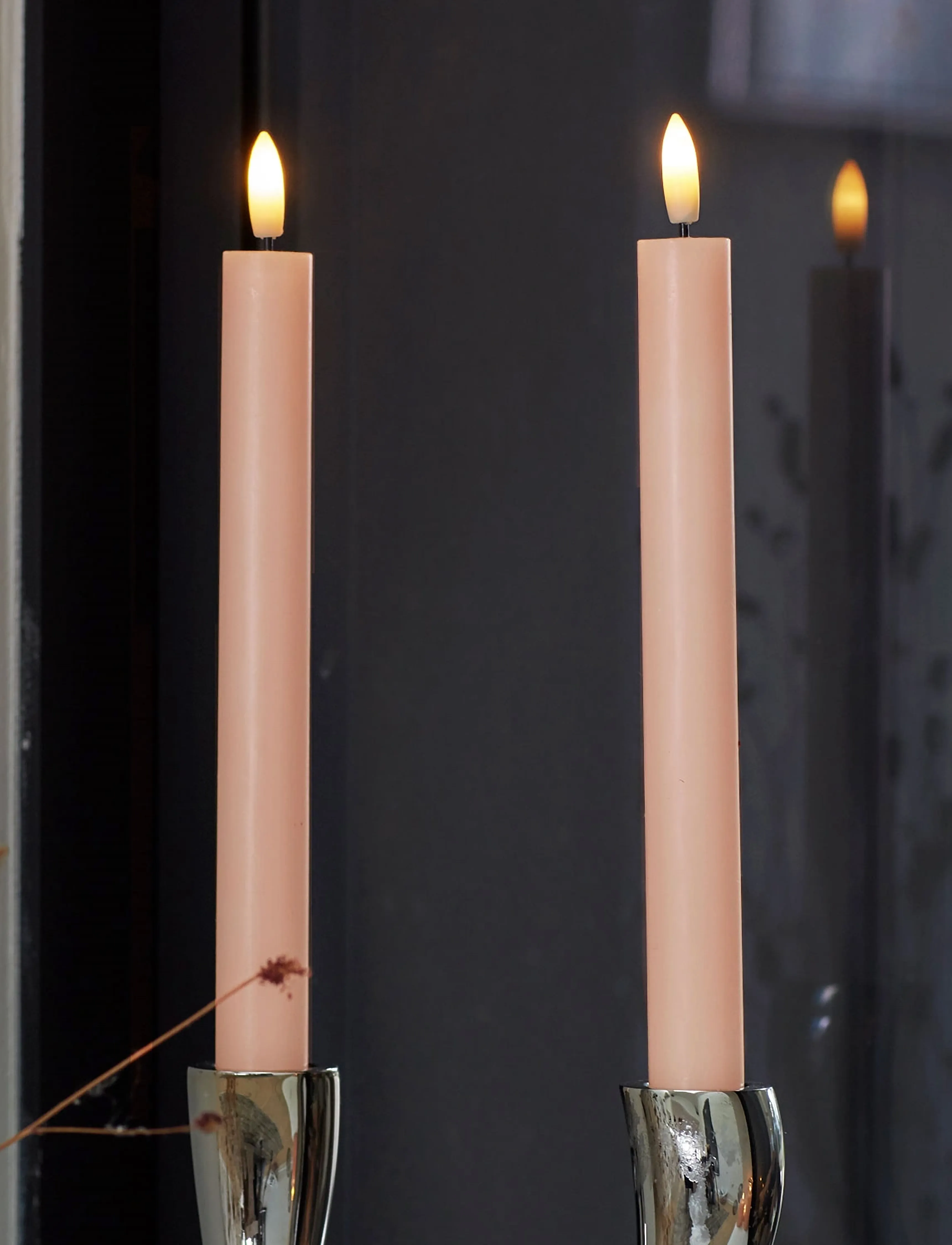 Sirius Home Sille Krone 2 Stk. Sæt, Ø2X25Cm, Dusty Peach, One Size, Candles, Rosa - Led Homeware