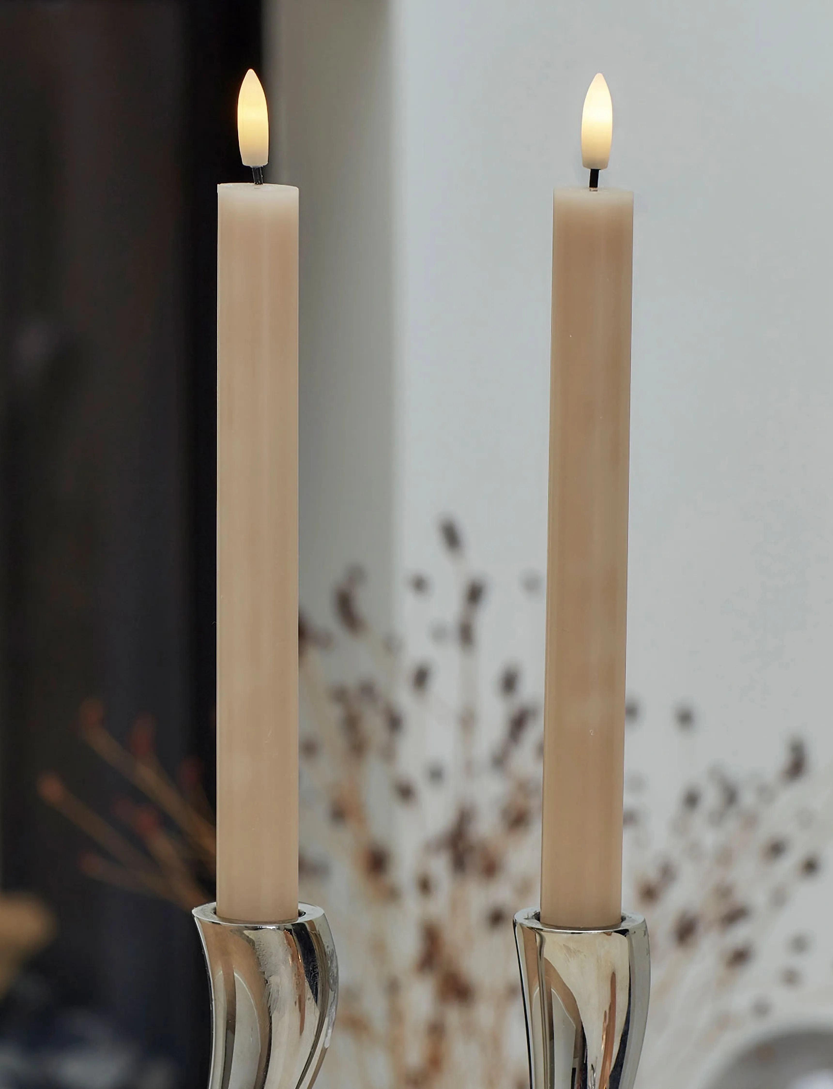 Sirius Home Sille Krone 2 Stk. Sæt, Ø2X25Cm, Light Caramel, One Size, Candles, Beige - Led Homeware