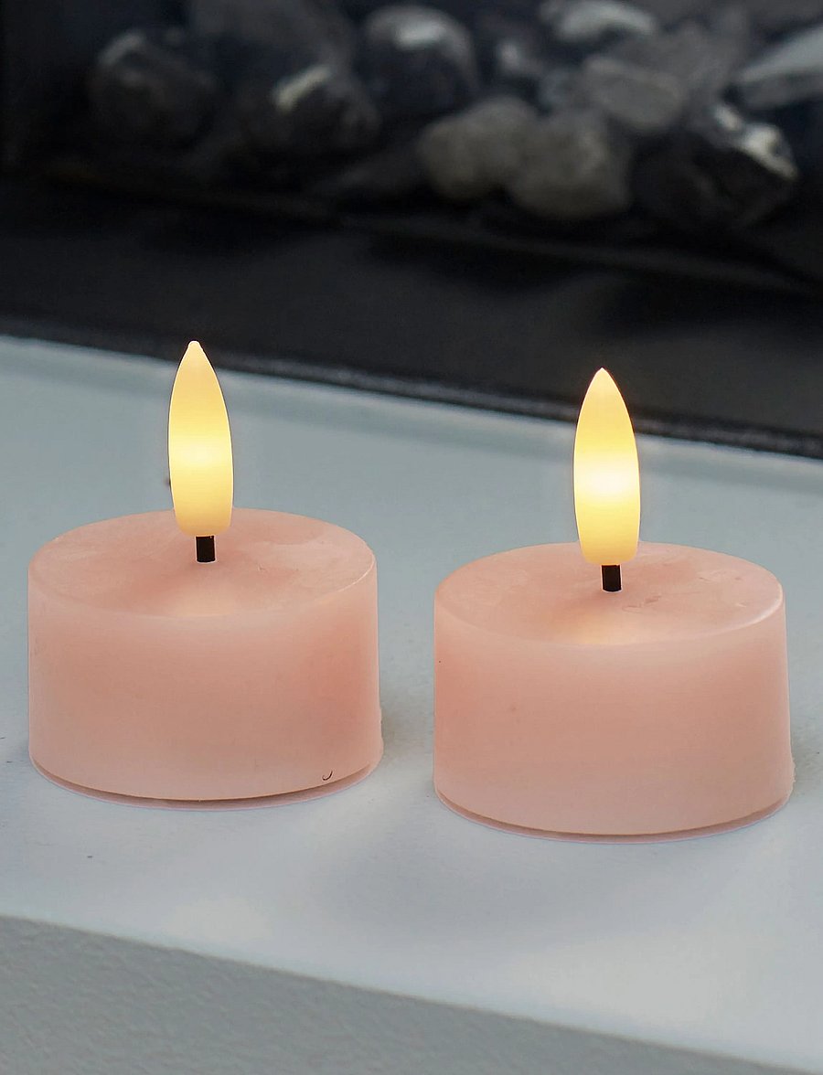 Sirius Home - Sille Fyrfadslys 2 stk. sæt, Ø4,5XH2,2cm, Dusty Peach - led kerzen - dusty peach - 0