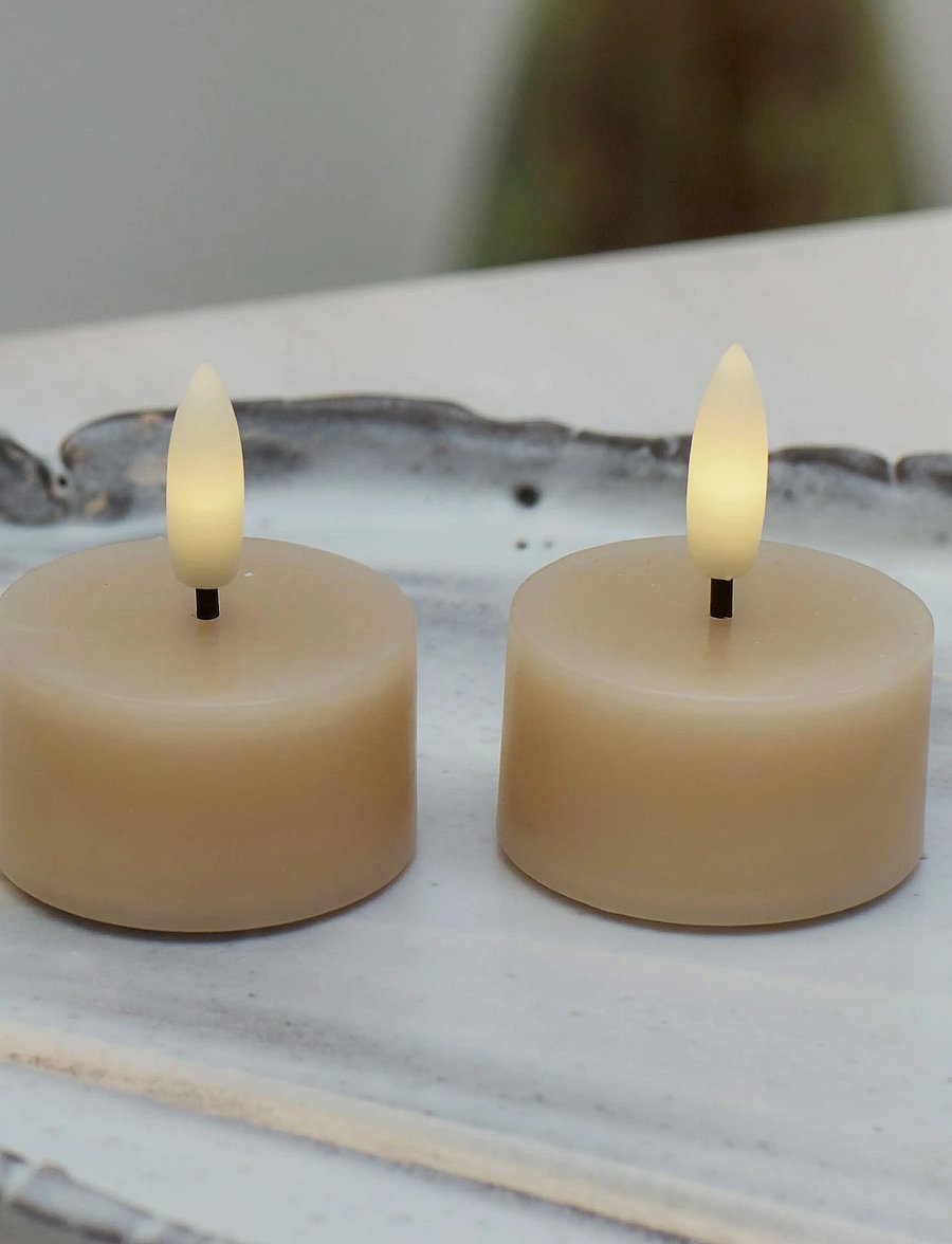 Sirius Home - Sille Fyrfadslys 2 stk. sæt, Ø4,5XH2,2cm, Light Caramel - led kerzen - light caramel - 0