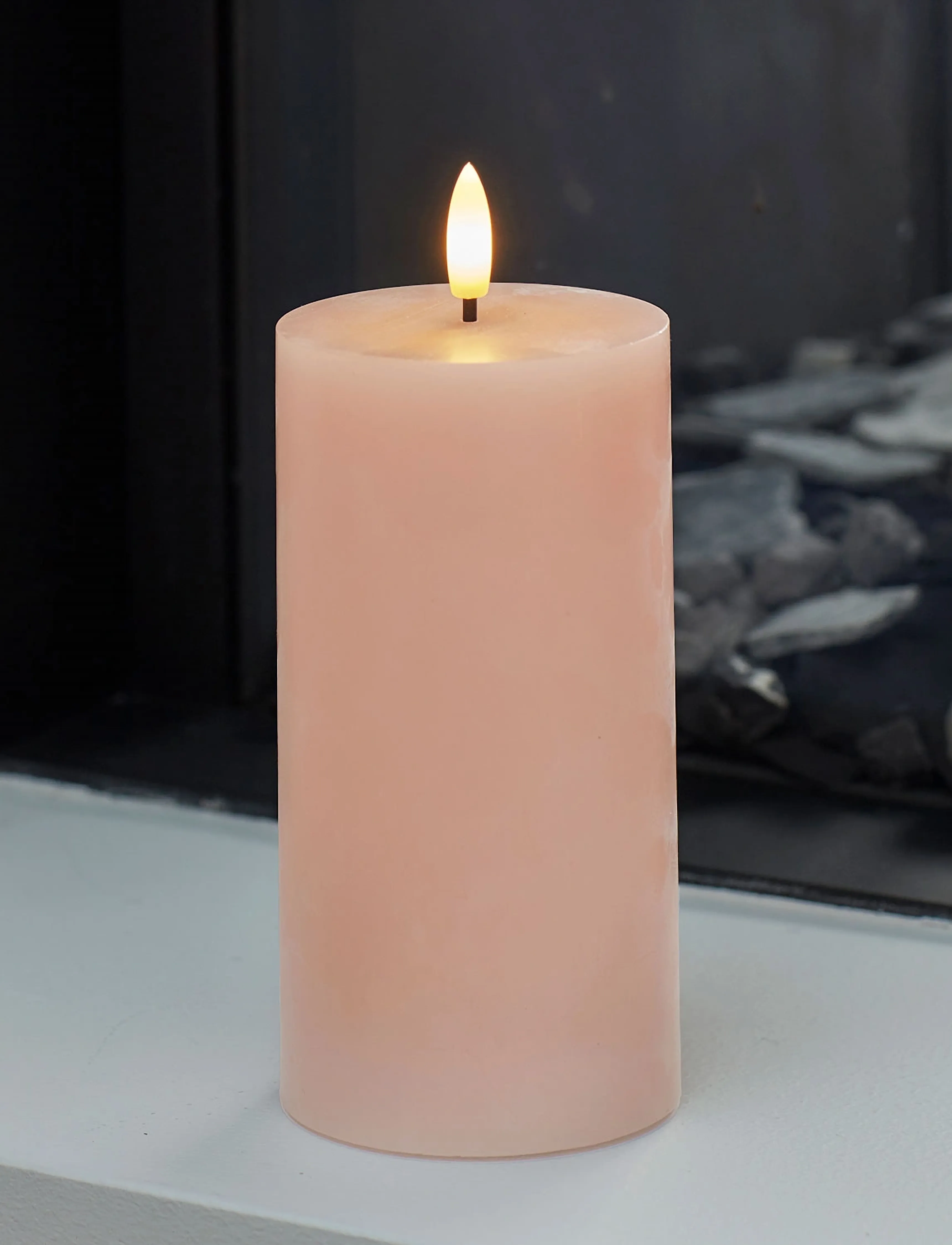 Sirius Home Sille Ø7,5X15Cm, Dusty Peach, One Size, Candles, Rosa - Led Homeware